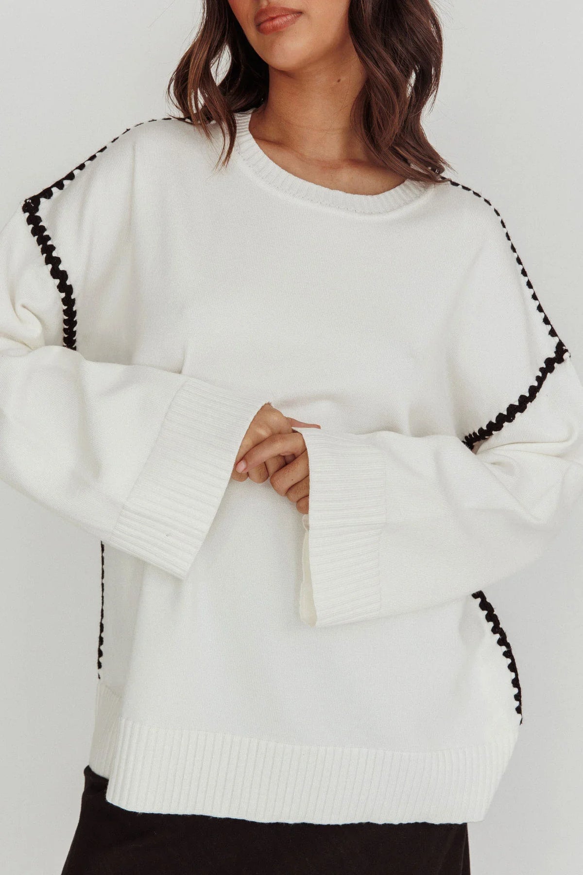 Guardian Contrast Knit Sweater Off White