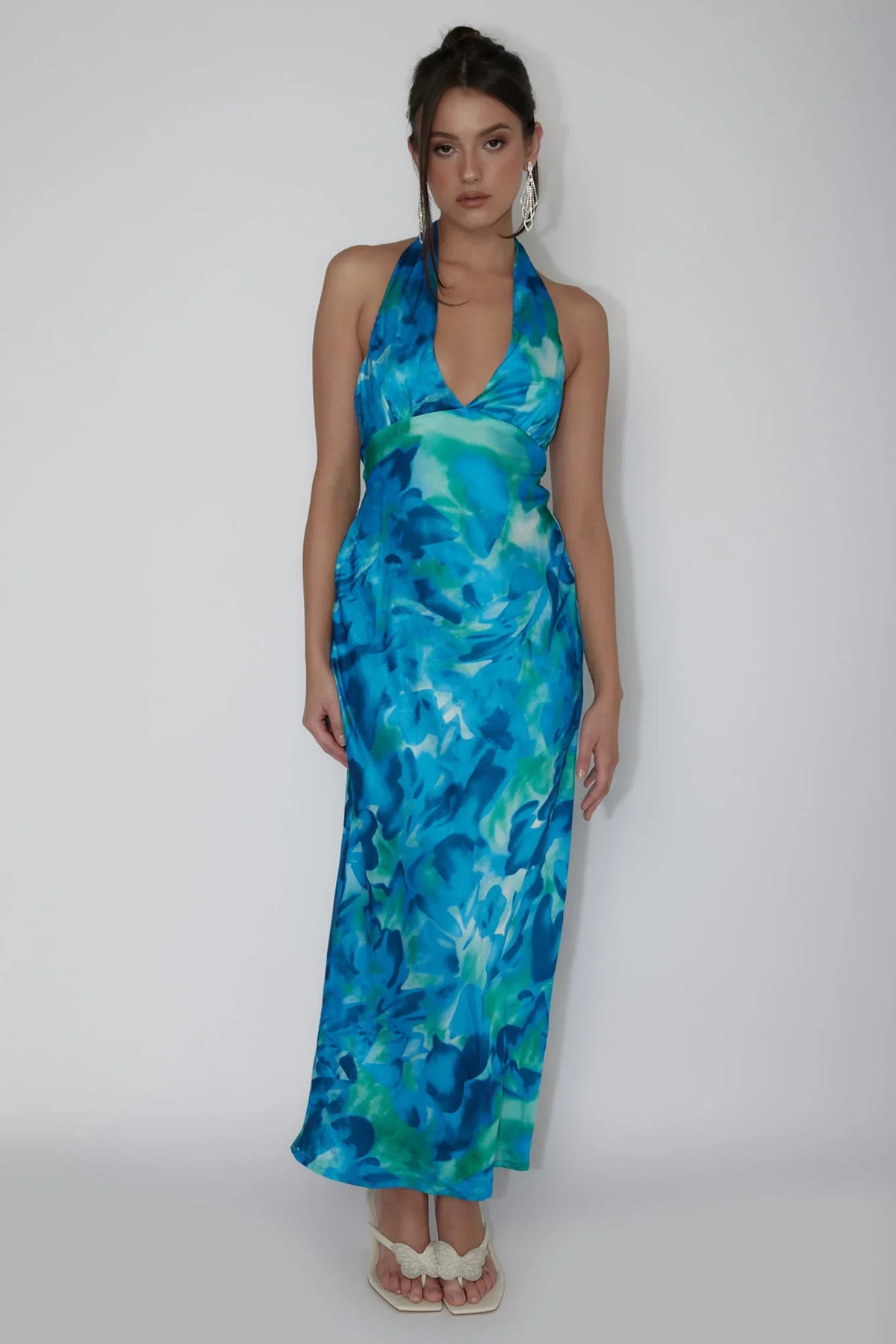 Martia Halterneck Maxi Dress Floral Green