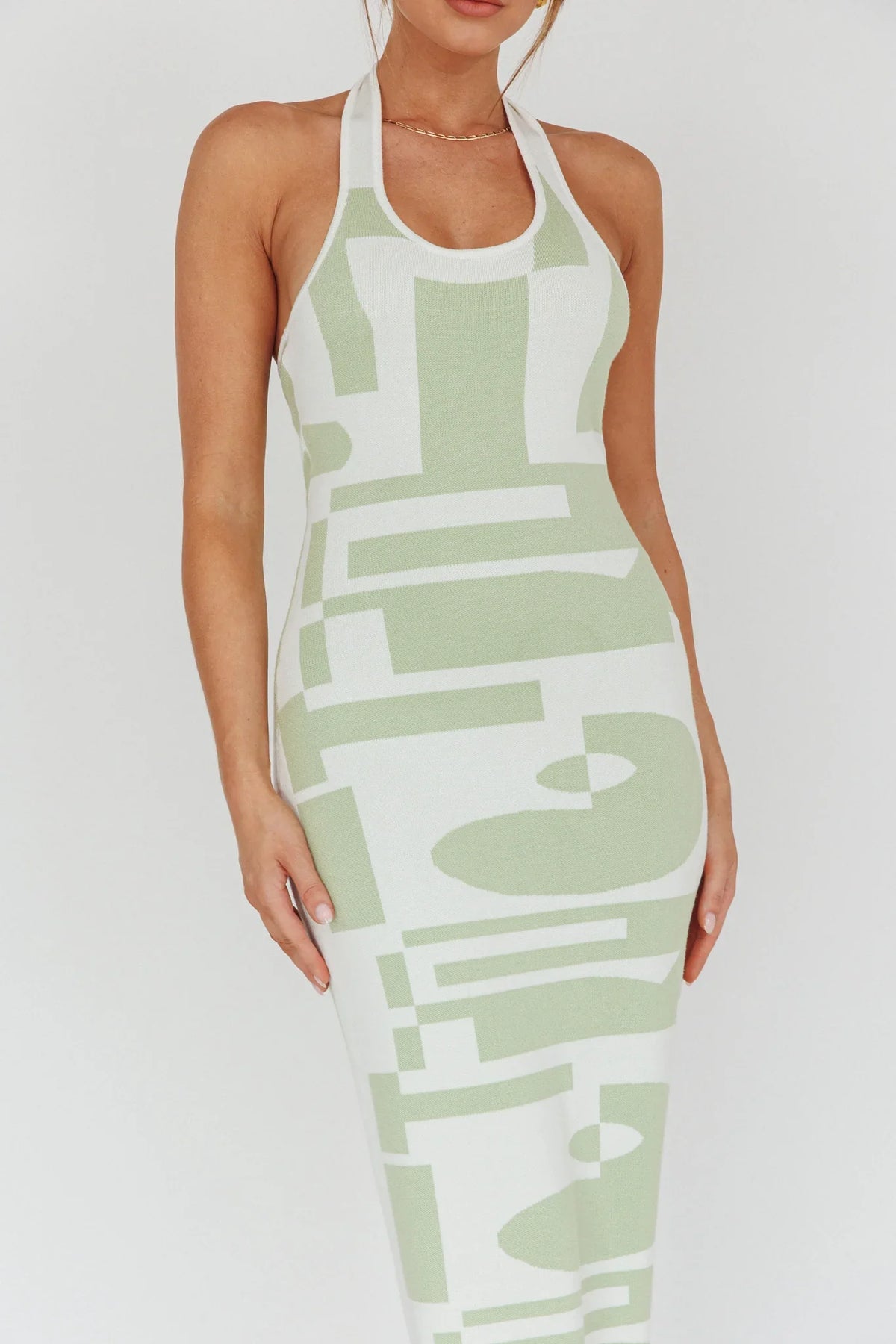 Desert Daze Halterneck Knit Dress Sage