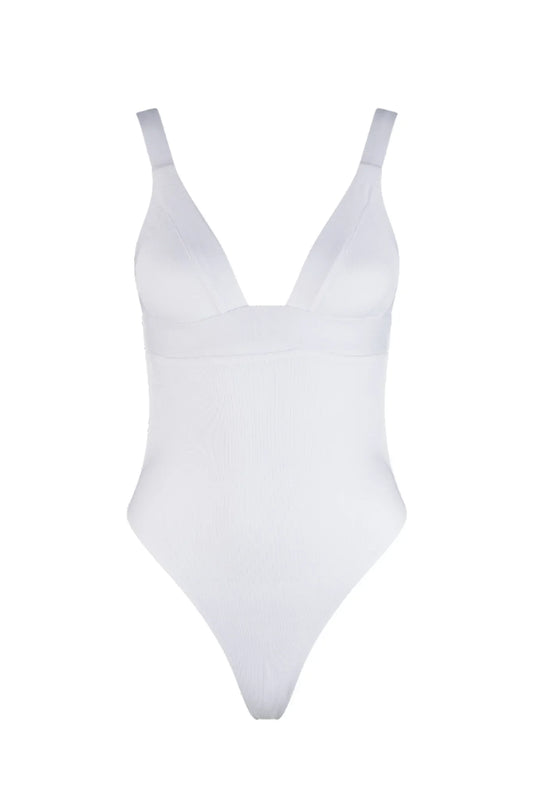 VDM The Label Olivia White Rib One-Piece Swimsuit