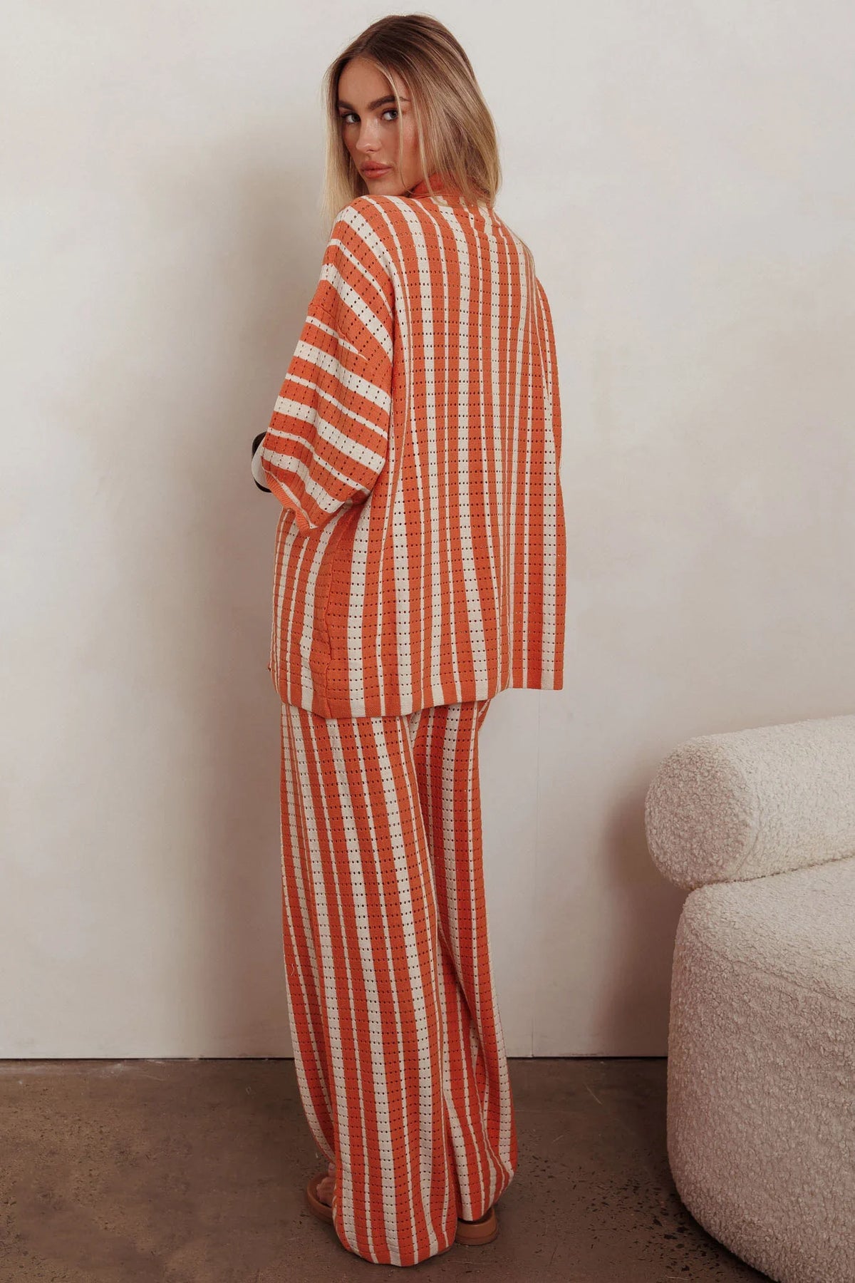 Influence Knit Straight Leg Pants Orange