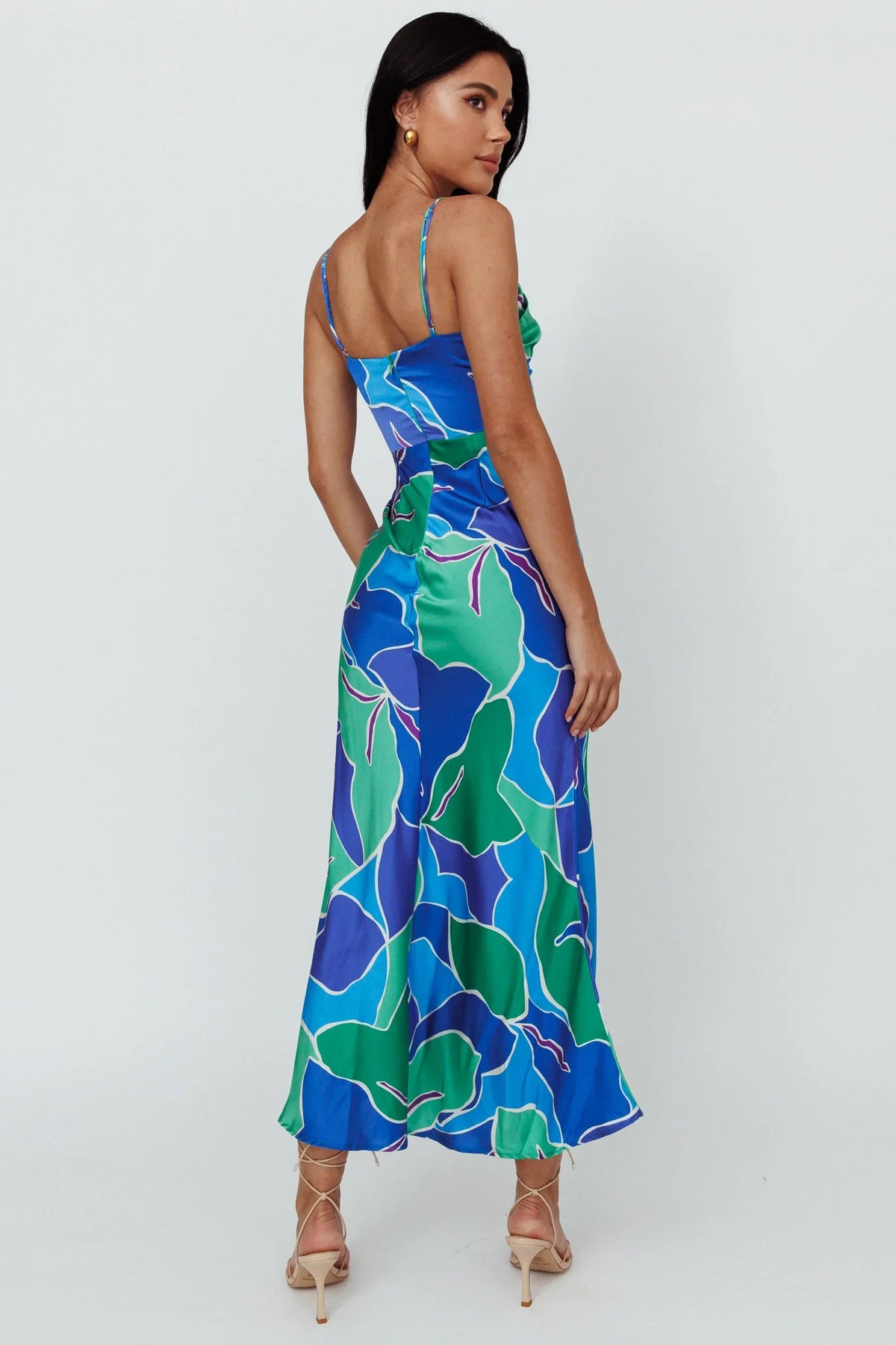 Hula Sweetheart Midi Dress Floral Blue