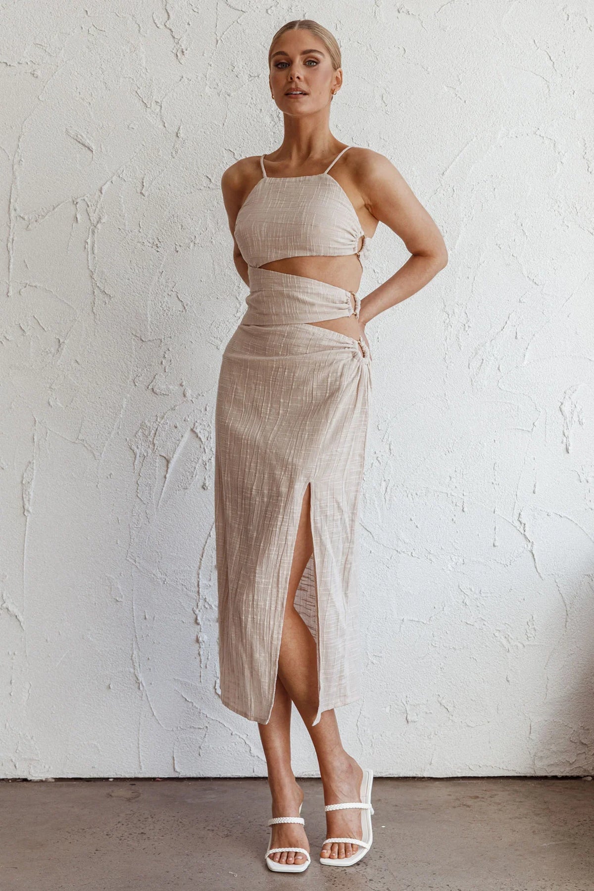 Virgin Islands Cut-Out Midi Dress Sand