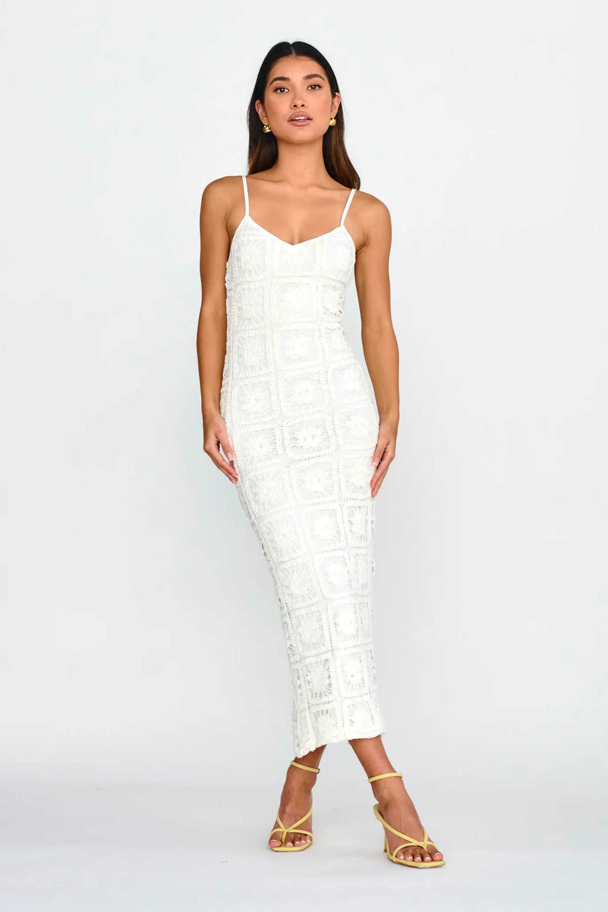 Cayman Sunset Crochet Midi Dress White
