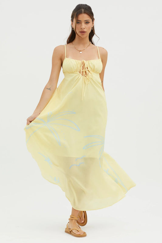 Yuki Tied Bust Midi Dress Yellow