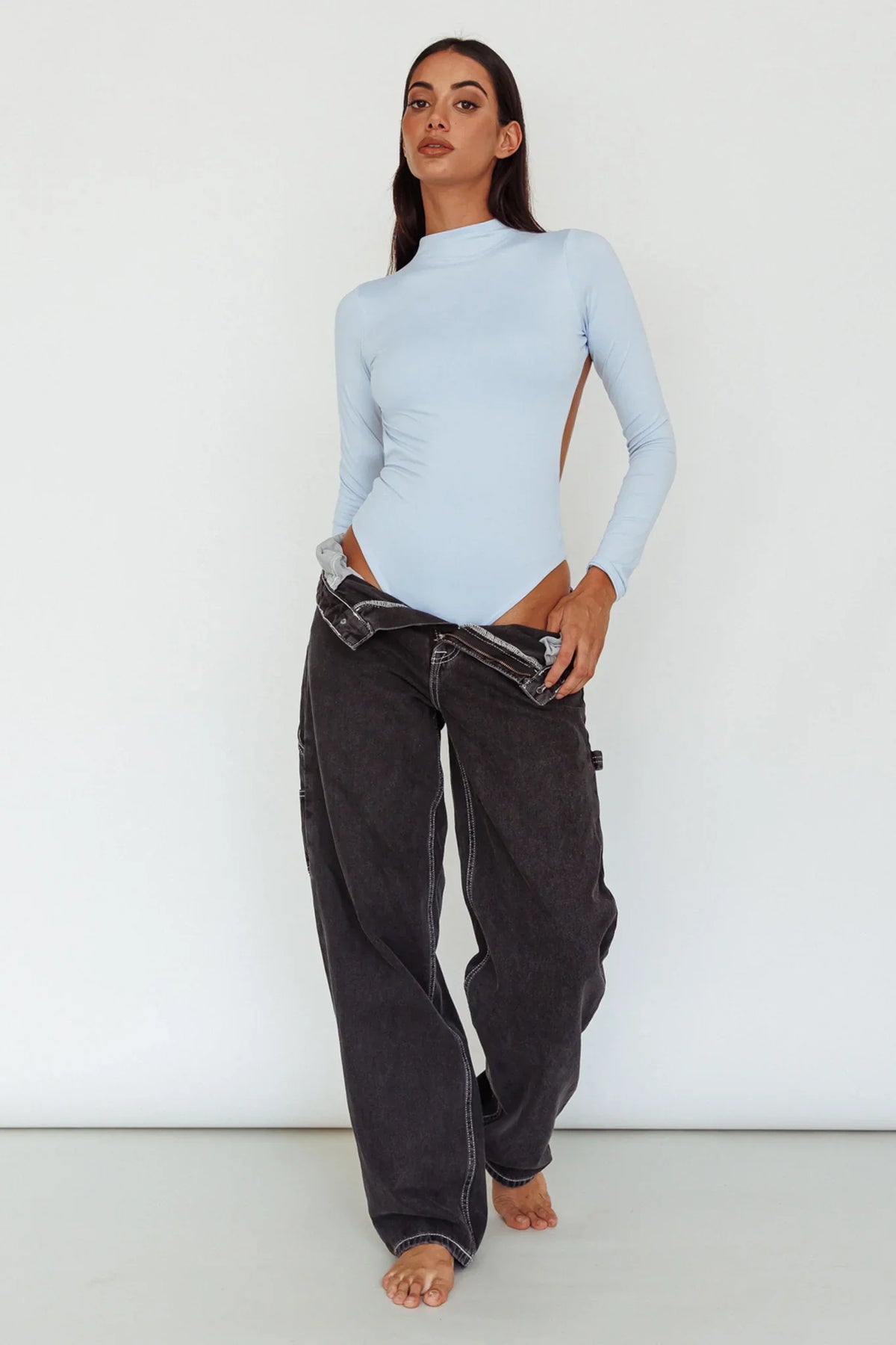 Remy Open Back Bodysuit Light Blue