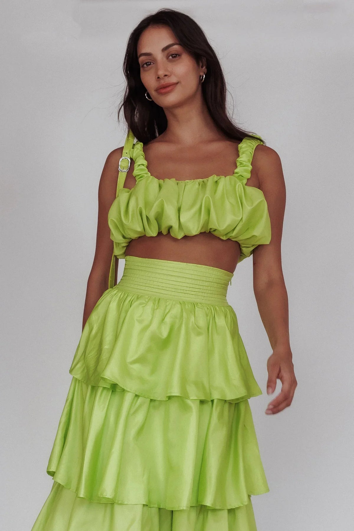 Sozo Bubble Crop Top Lime