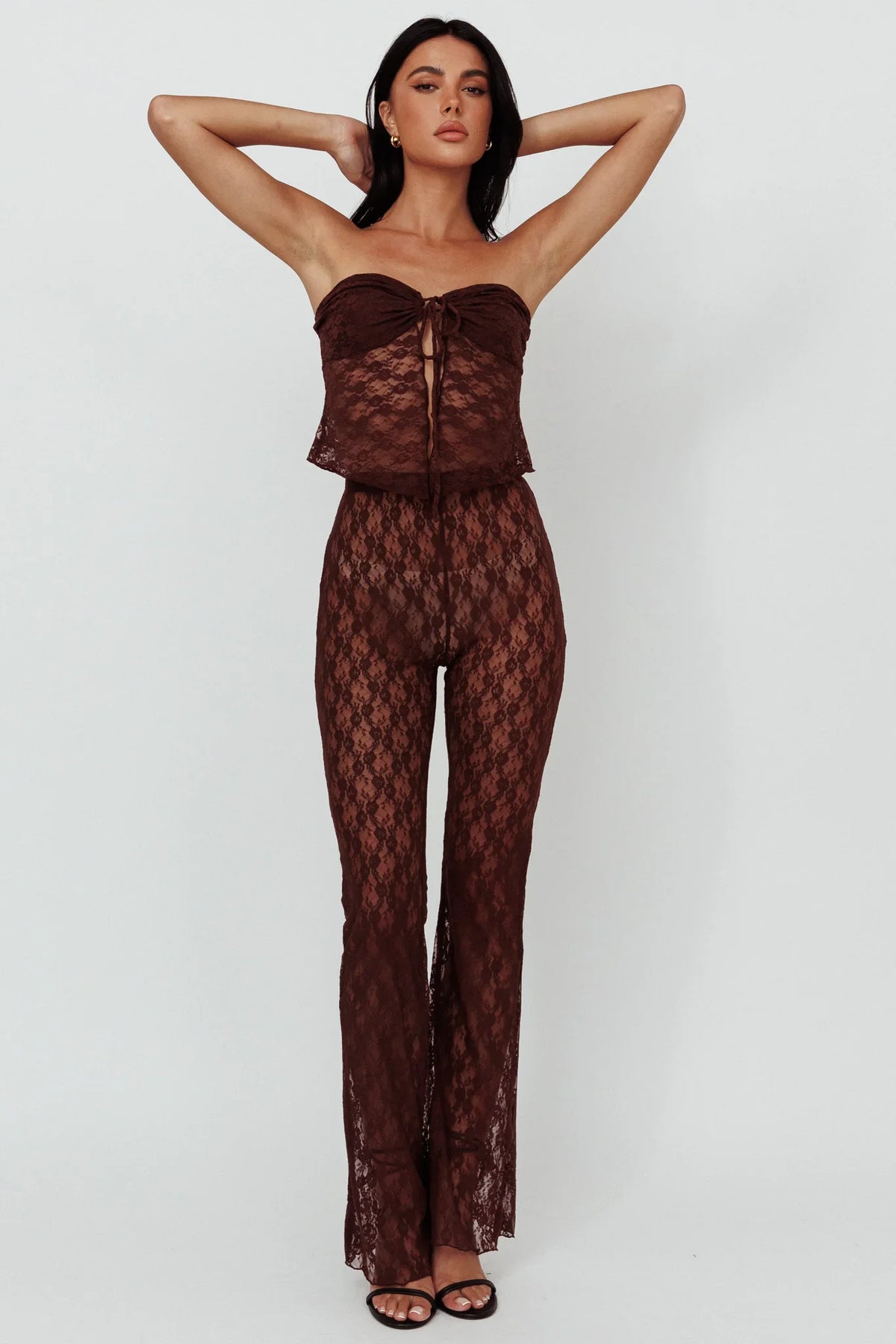 Irie Strapless Lace Top Brown