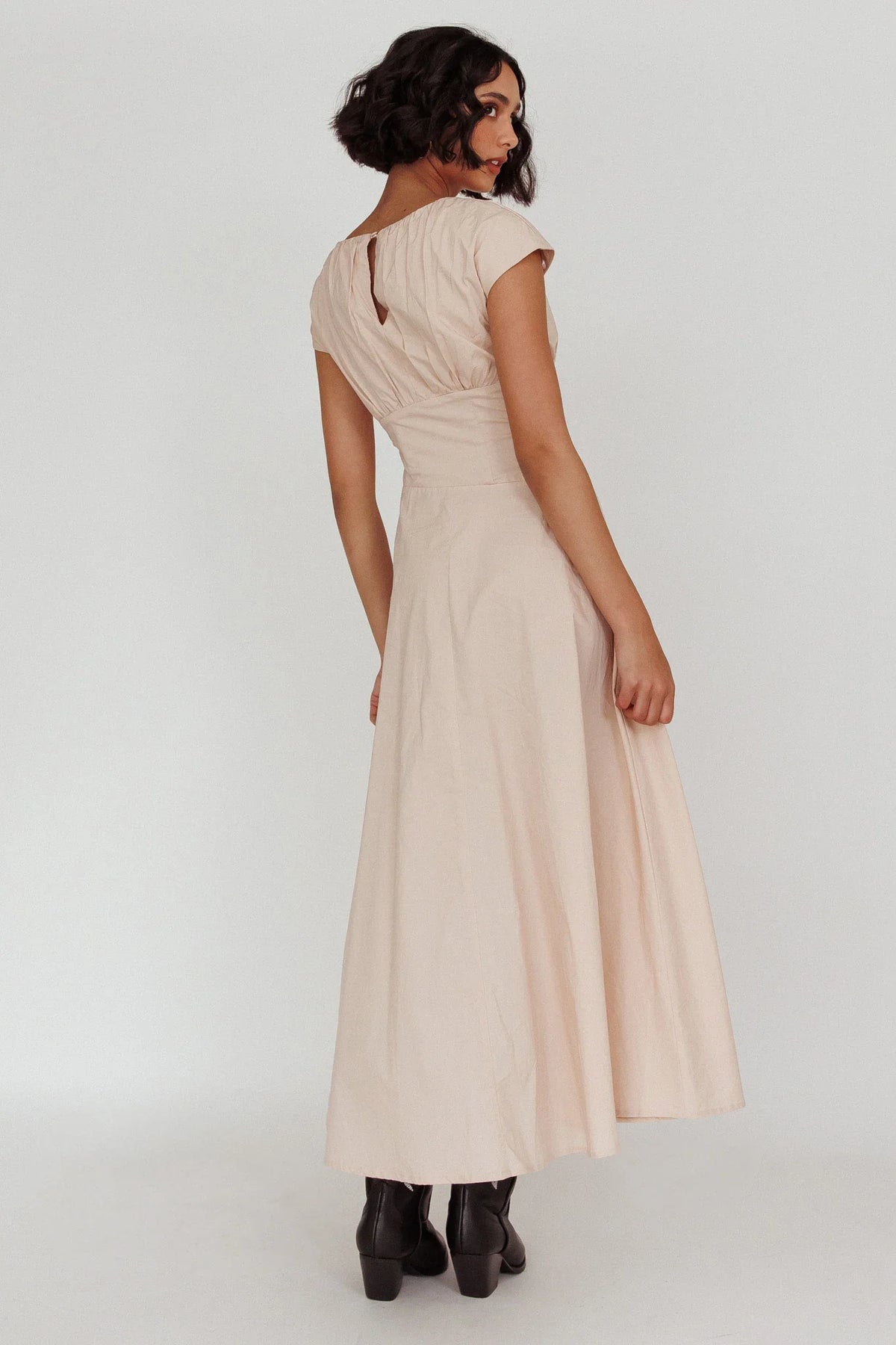Derry Cap Sleeve A-line Maxi Dress Oat