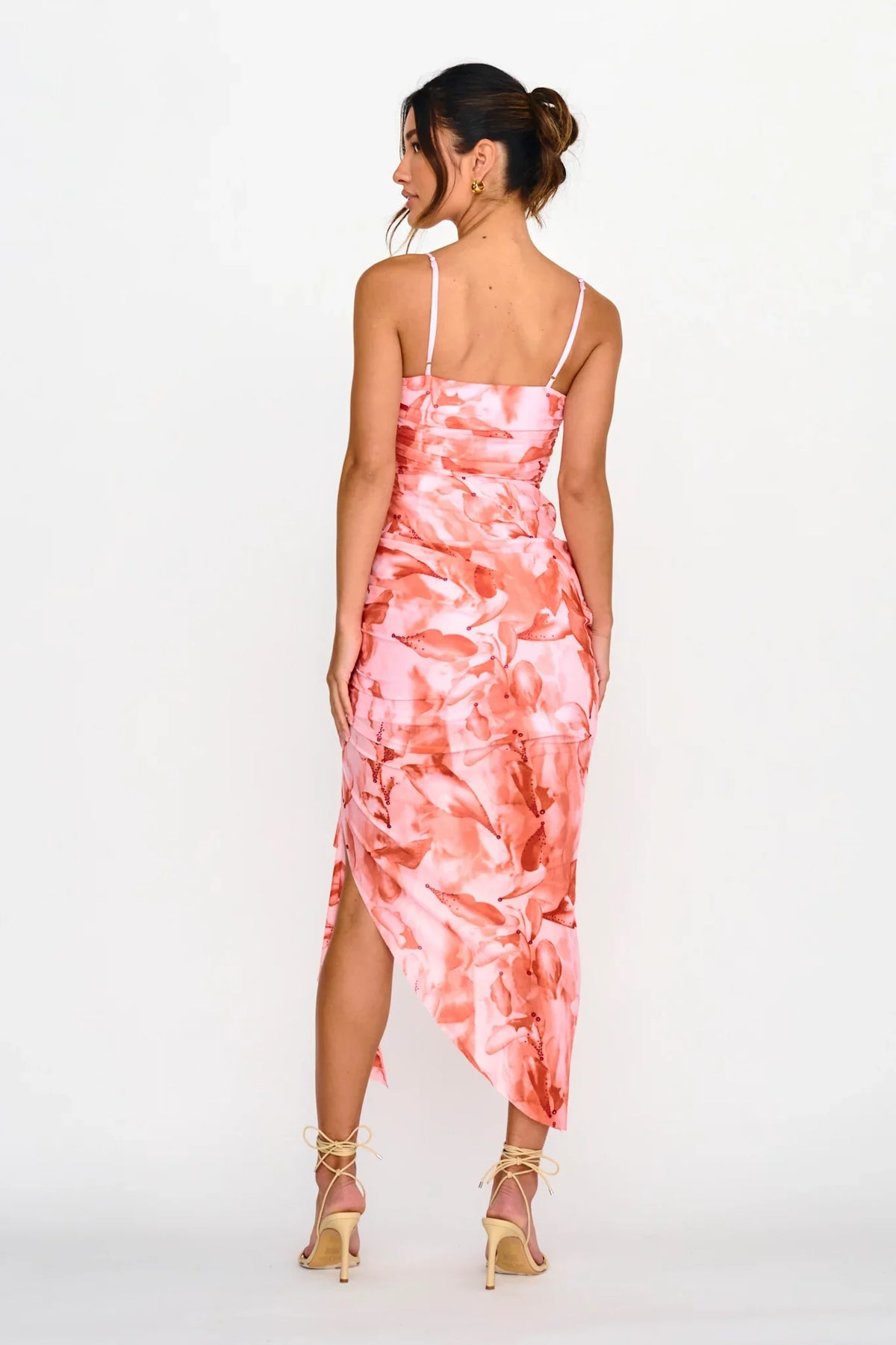 Your Destiny Ruched Asymmetrical Hem Dress Pink