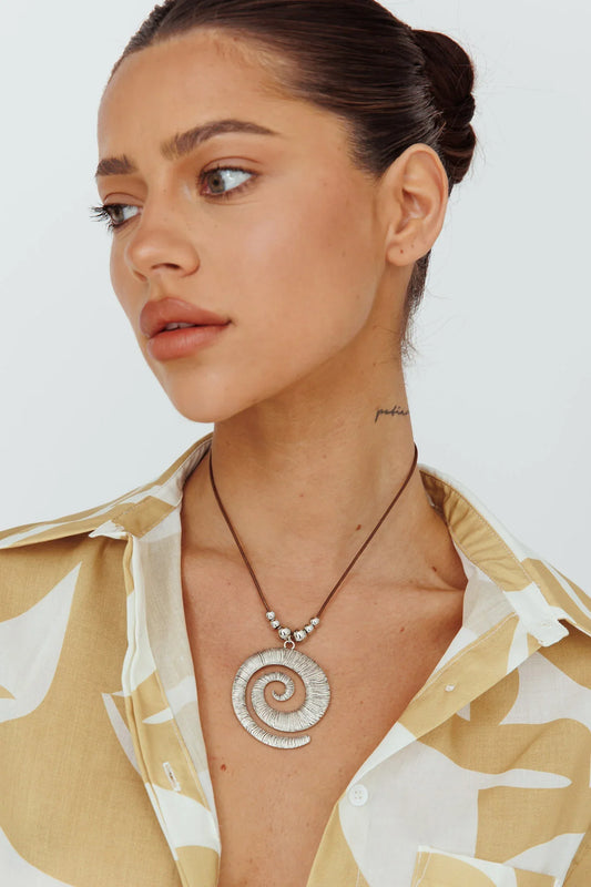 Coolum Swirl Pendant Necklace Silver