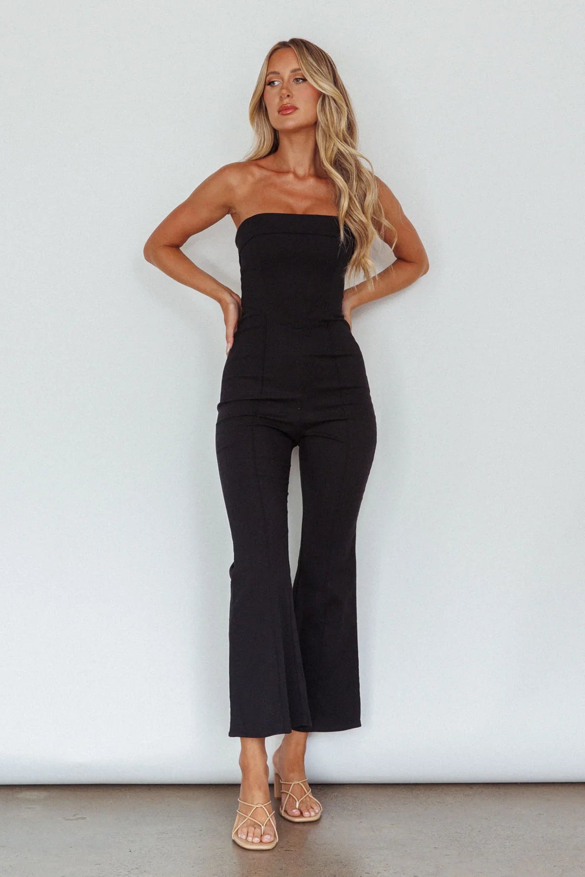 What's The Catch Strapless Jumpsuit Black