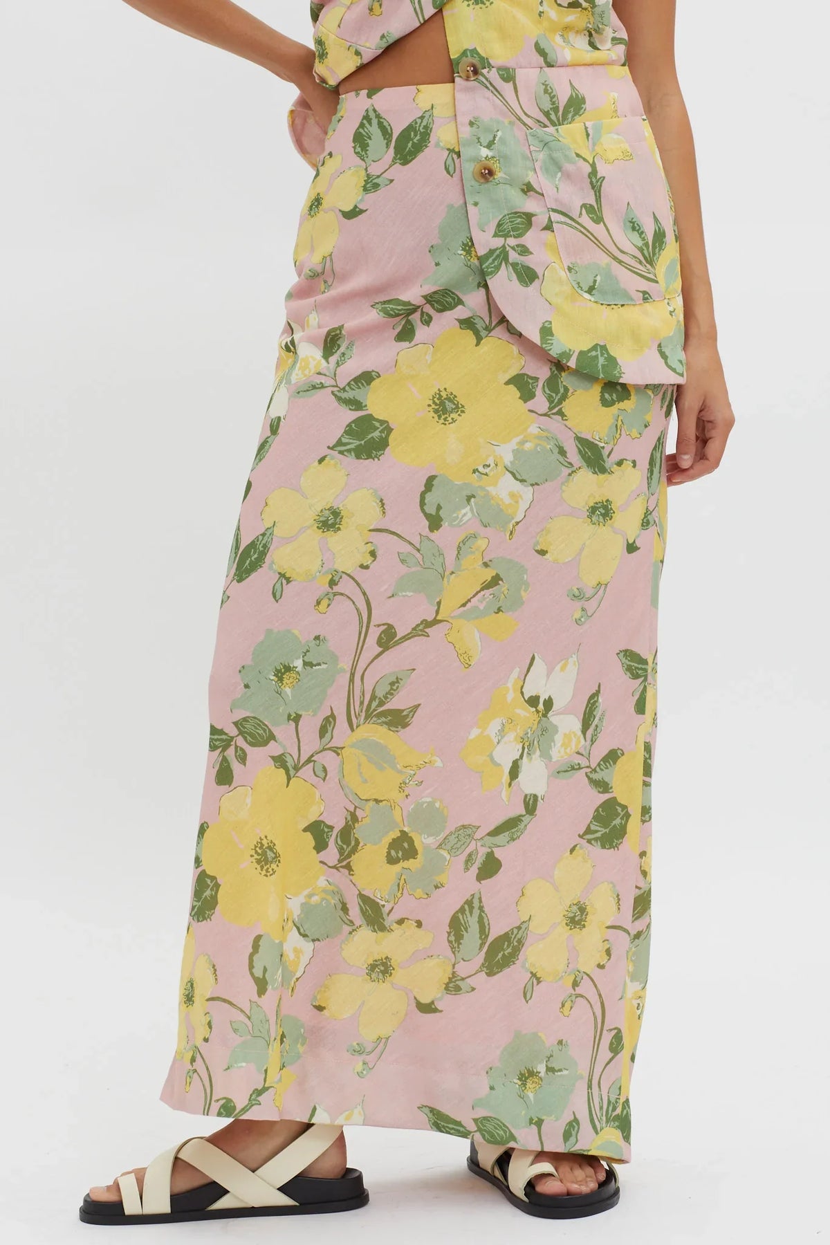 Philomena Midi Skirt Floral Blush