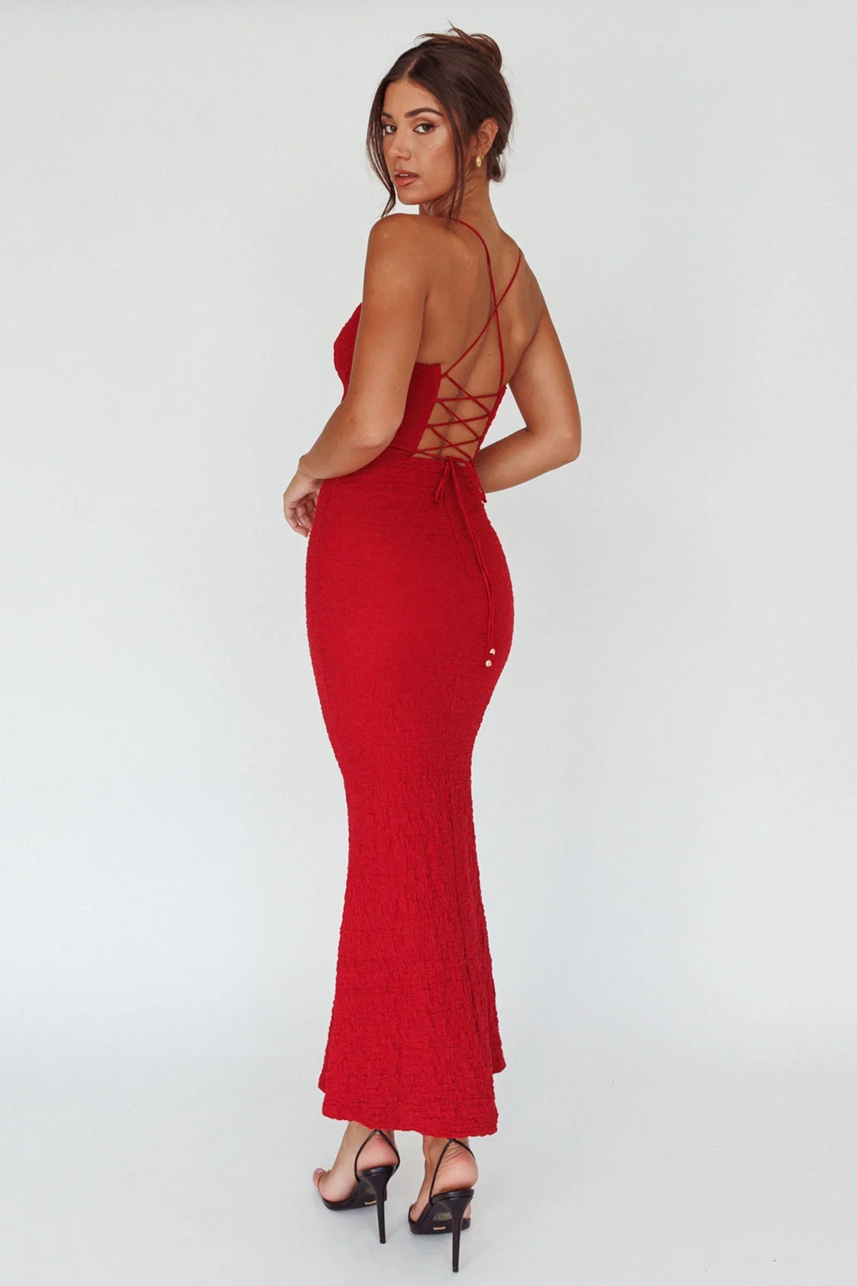 Nouveau U-Neckline Midi Dress Wine