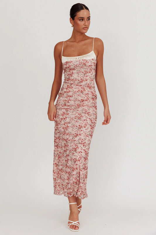 I'm Blushing Floral Lace Maxi Dress Rose