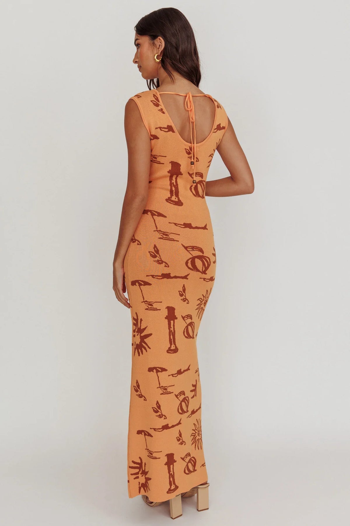 Irene Column Silhouette Maxi Dress Apricot