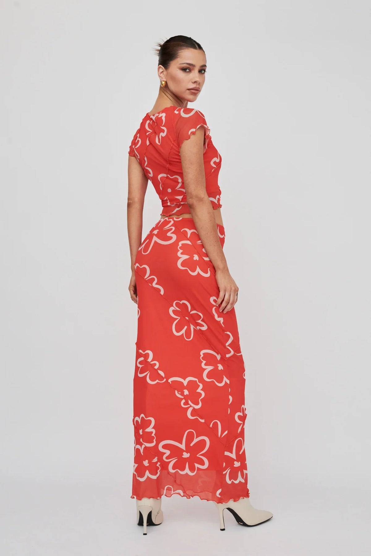 Gold Rush Crop Top Print Orange