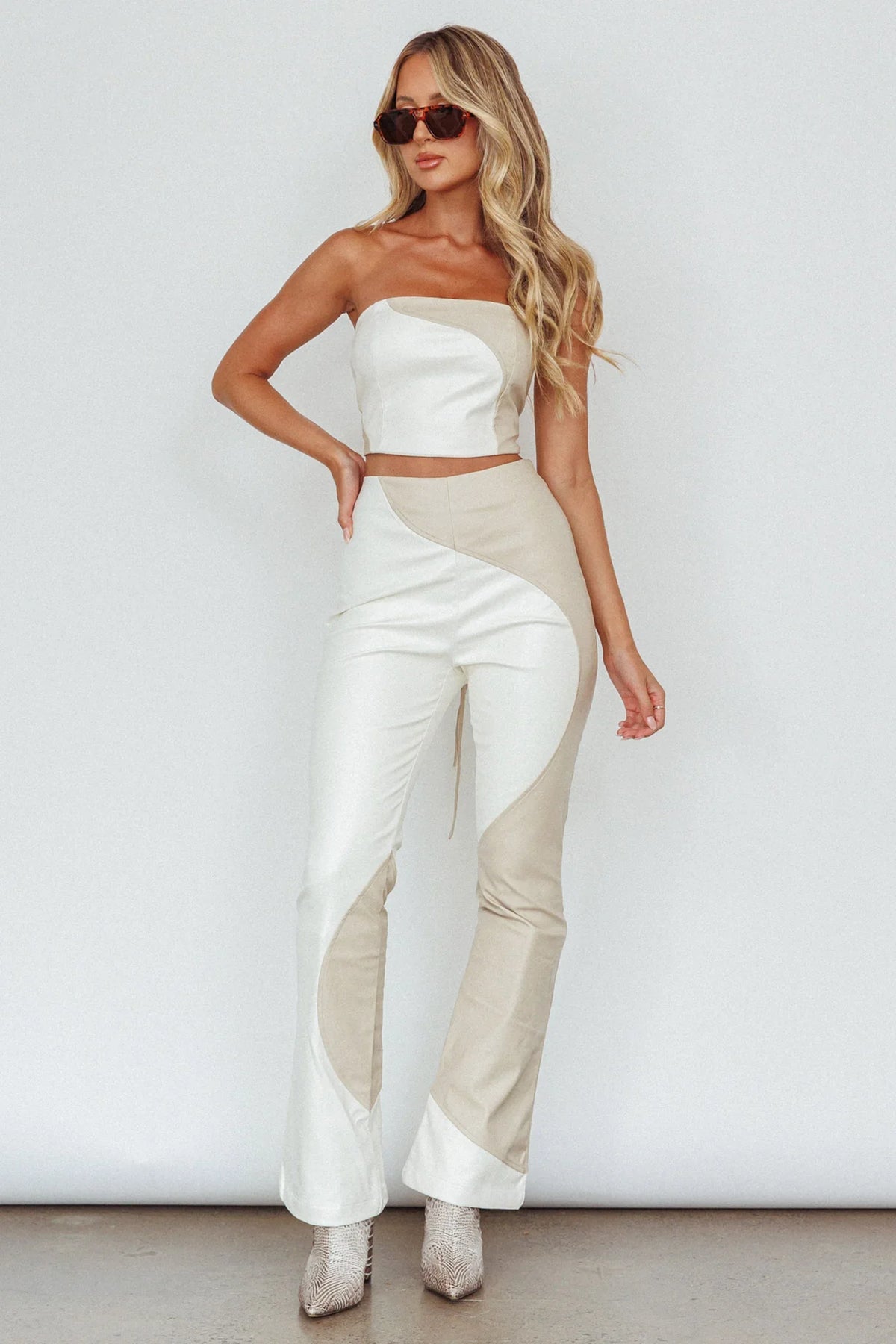 Zehra Lace-Up Crop Top Ivory