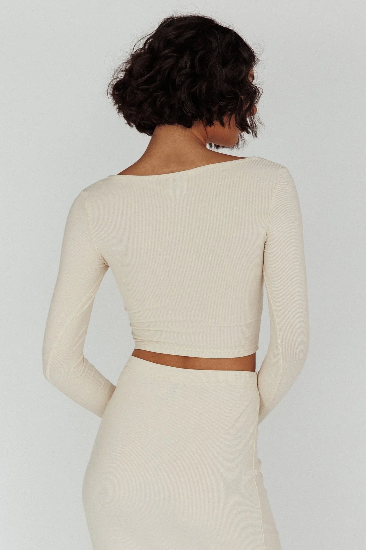Lauryn Lace Bust Long Sleeve Top Beige