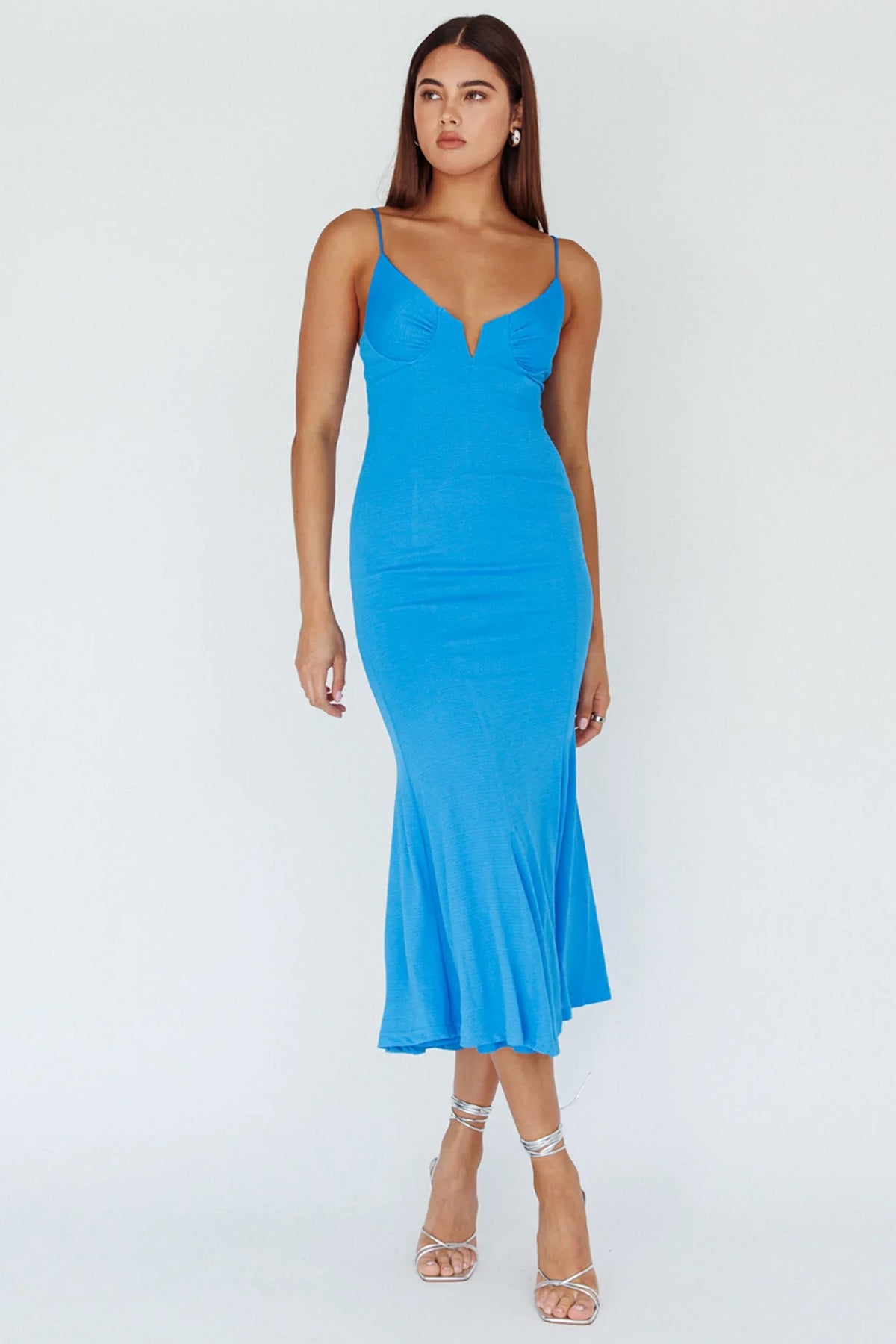 Lake Como Bodycon Maxi Dress Blue