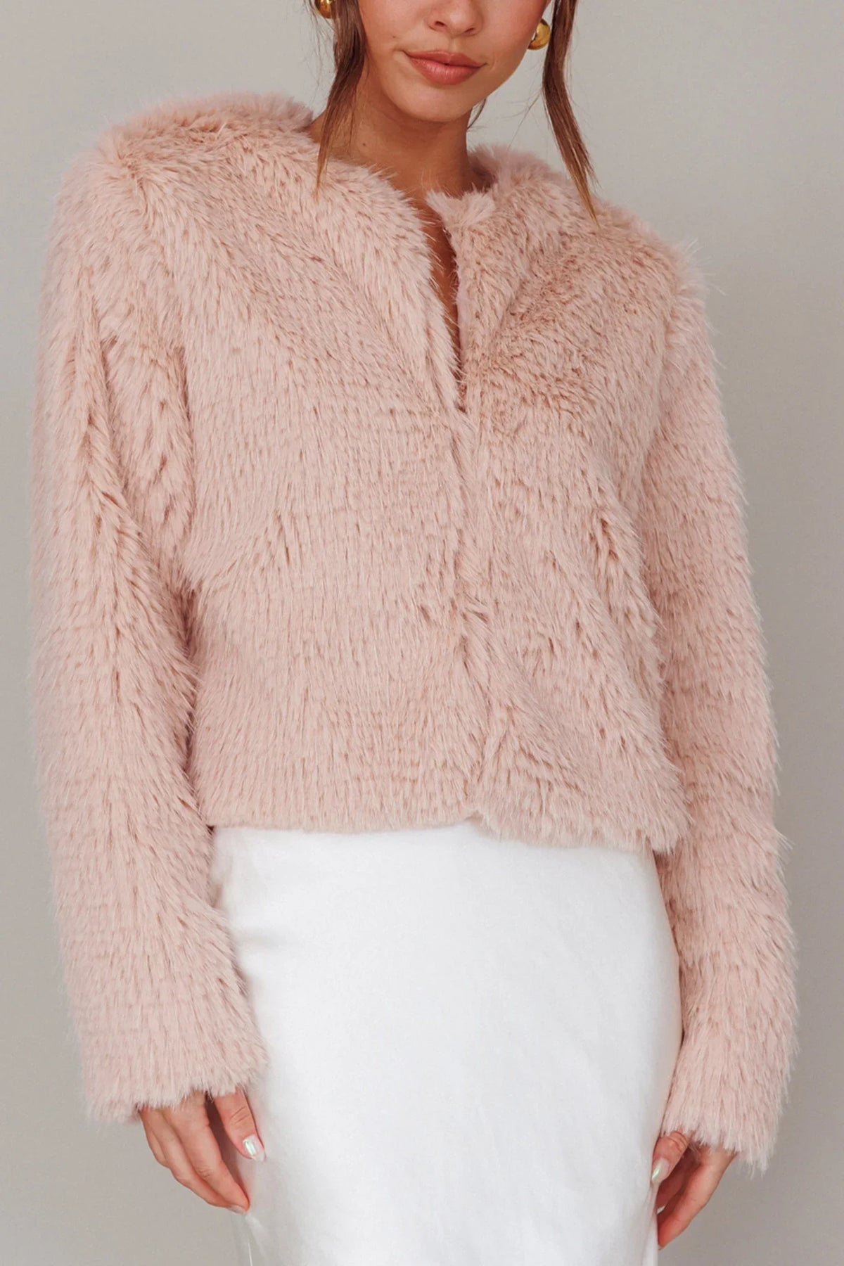 London Day Faux Fur Jacket Blush