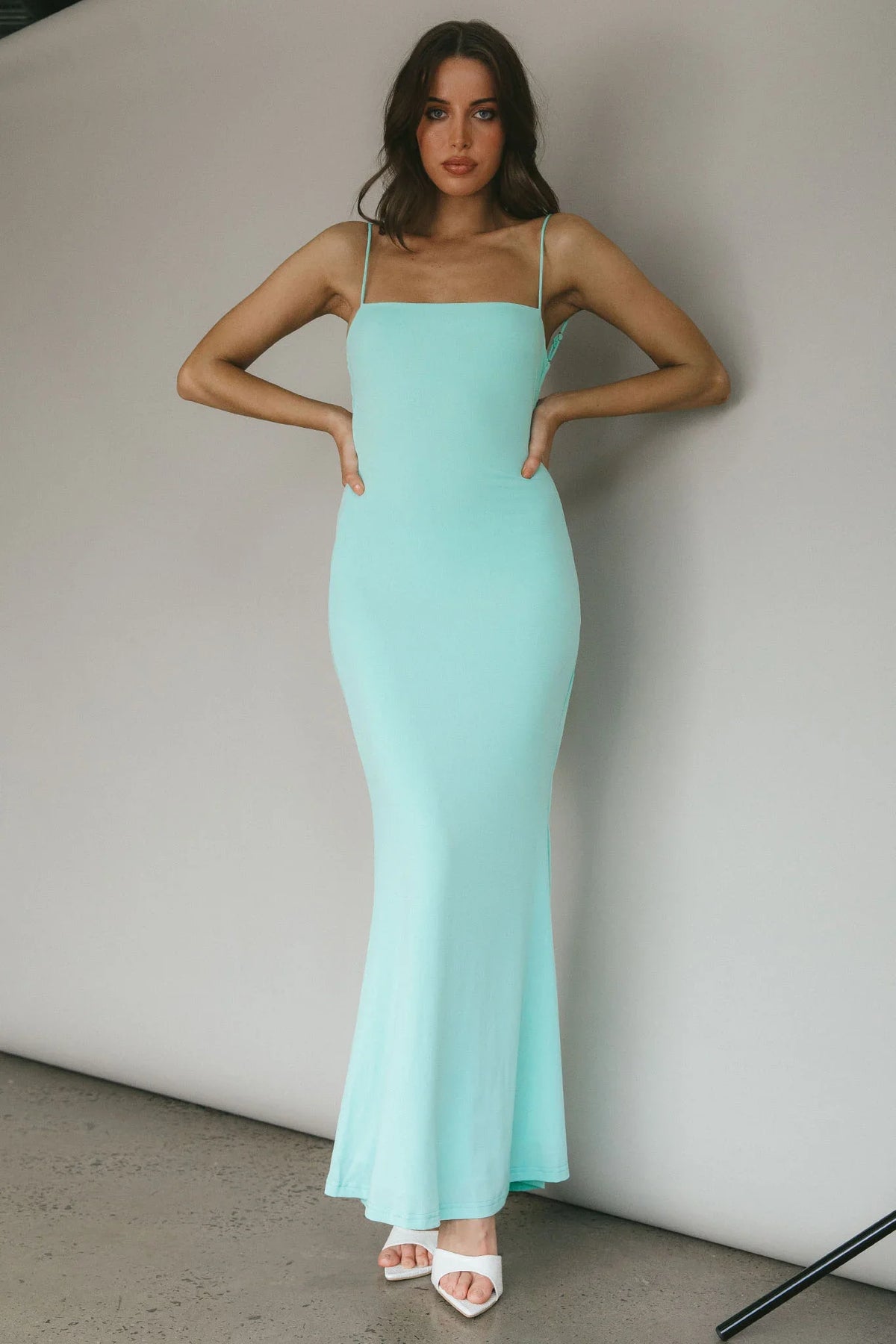 Tarah Low Back Maxi Dress Water Sprite