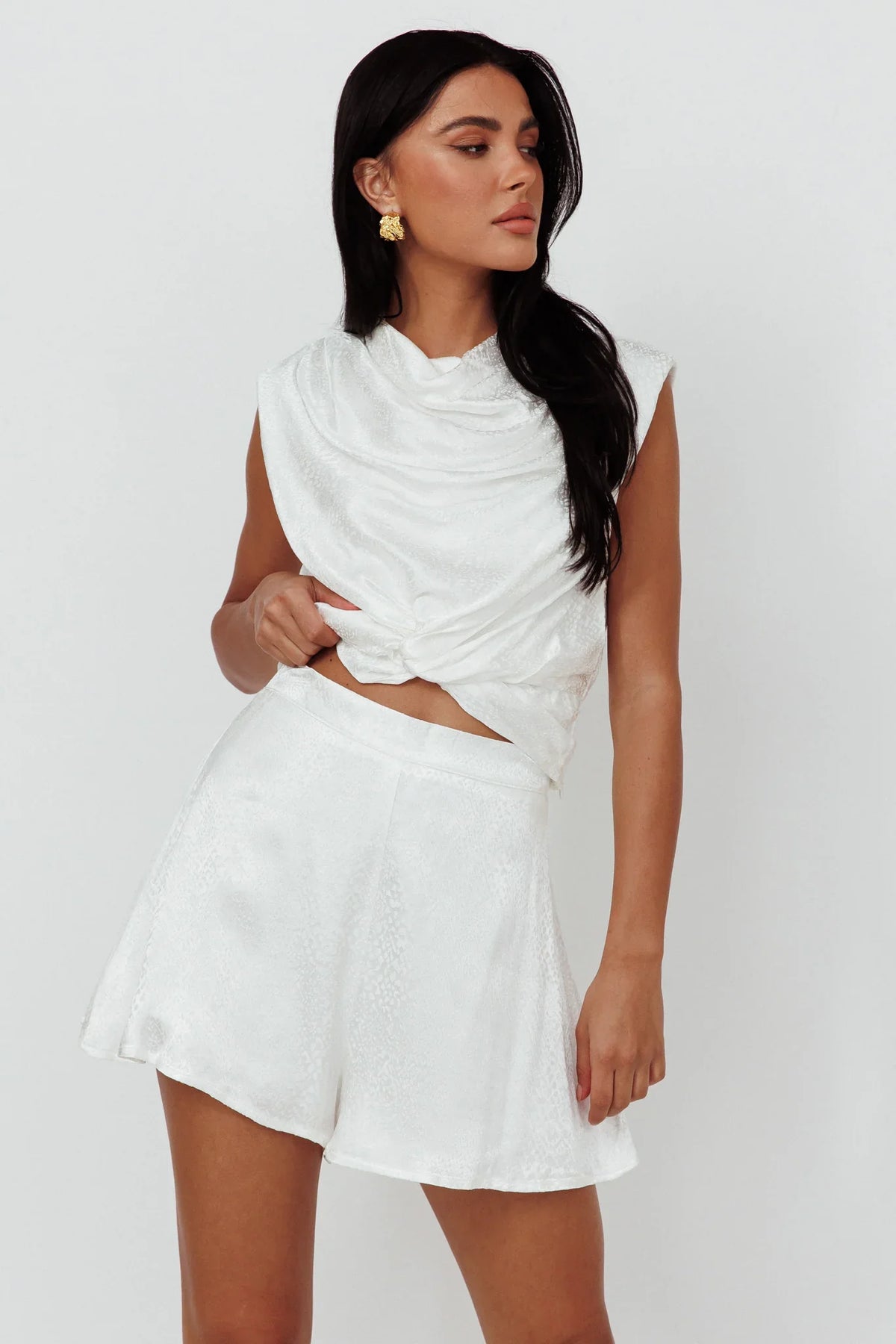 Sailing Snakeskin Texture Shorts White