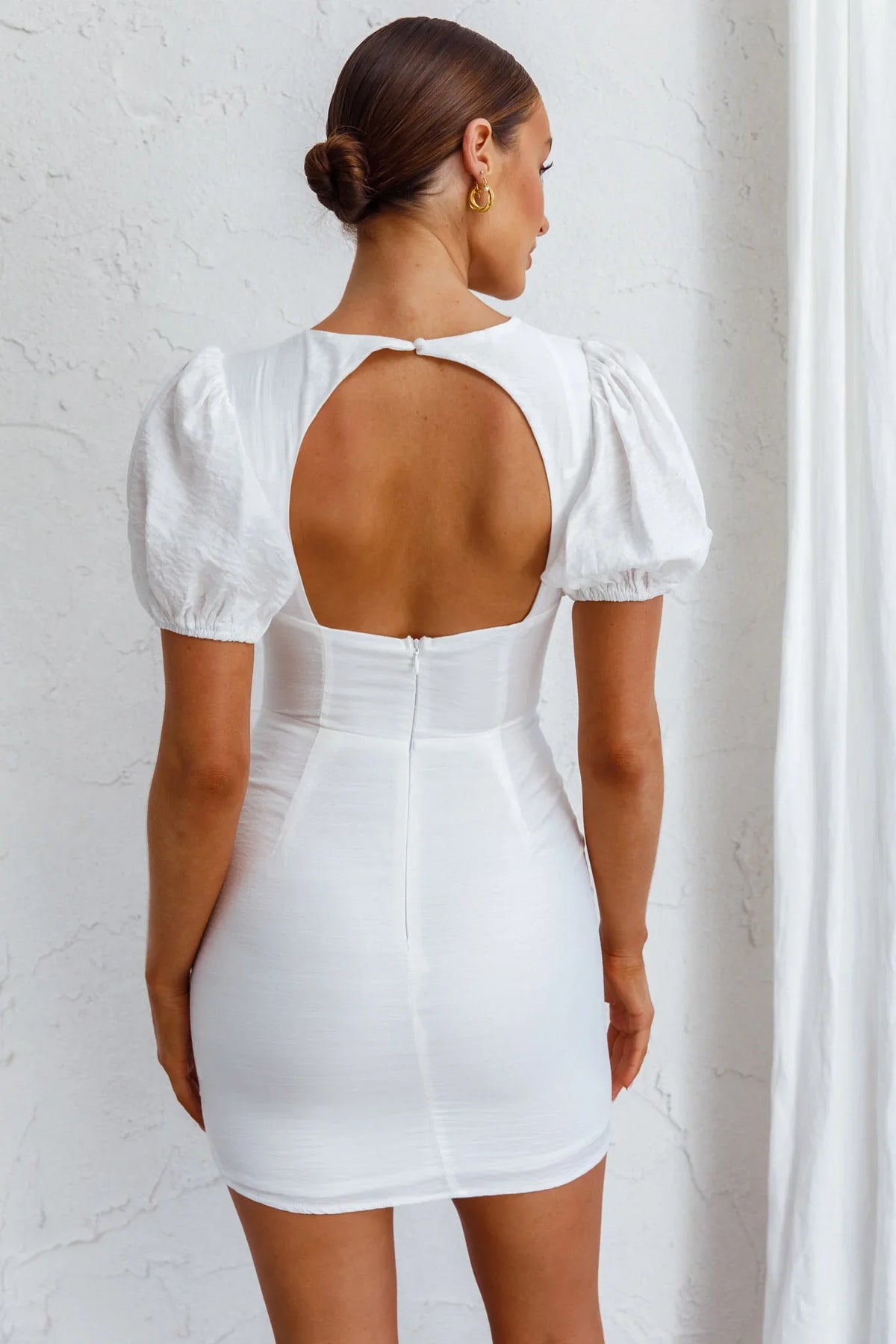 Aylina Scalloped Lace Mini Dress White