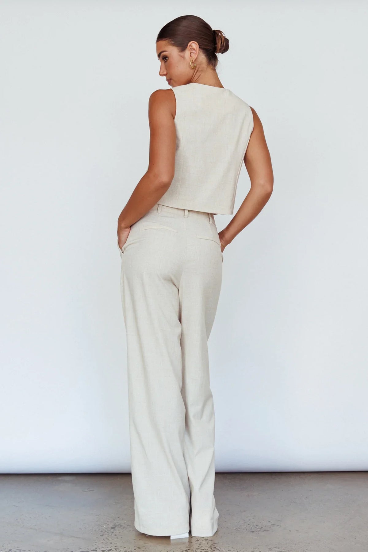 Times Square Buttoned Waistcoat Top Natural