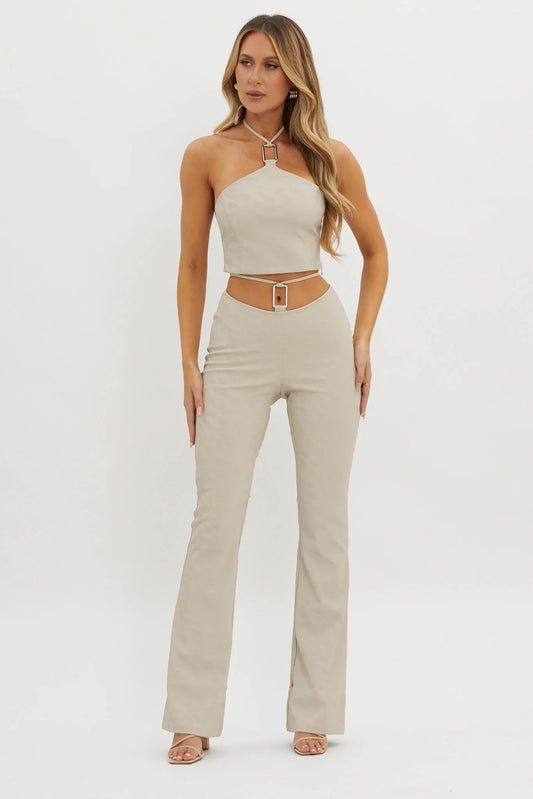 She's A Gemini Faux Leather Pants Dove