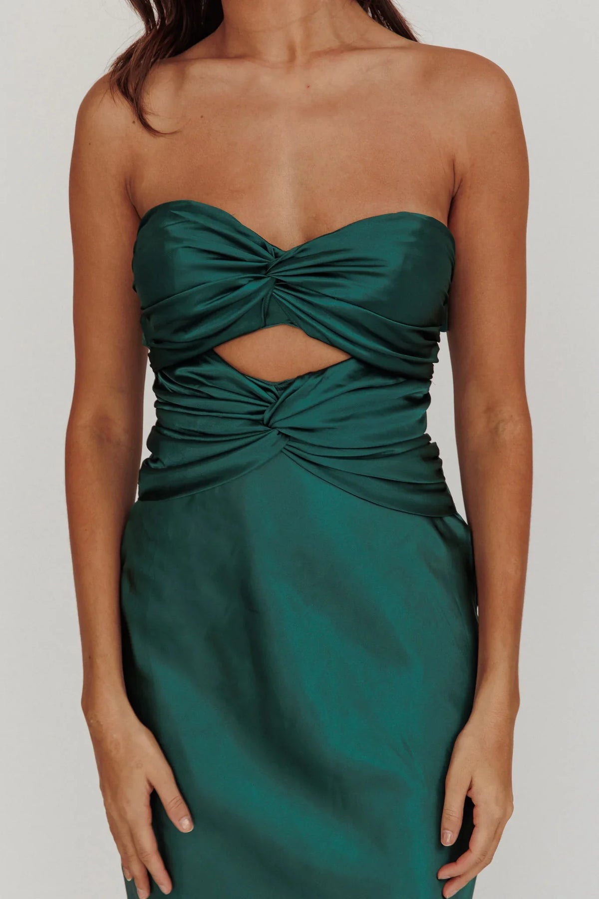 Good Impression Double Twist Midi Dress Forest Green