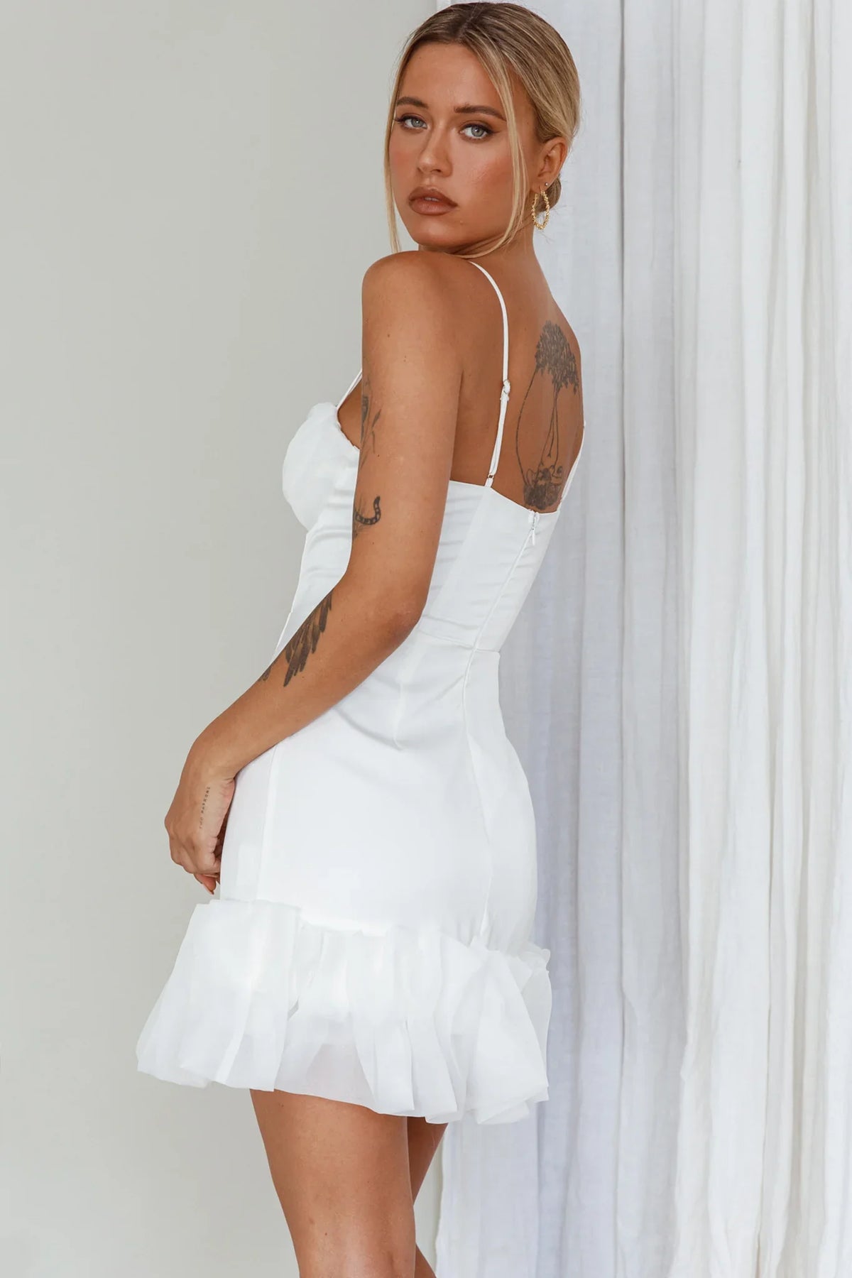 Buona Sera Hem Decoration Mini Dress White