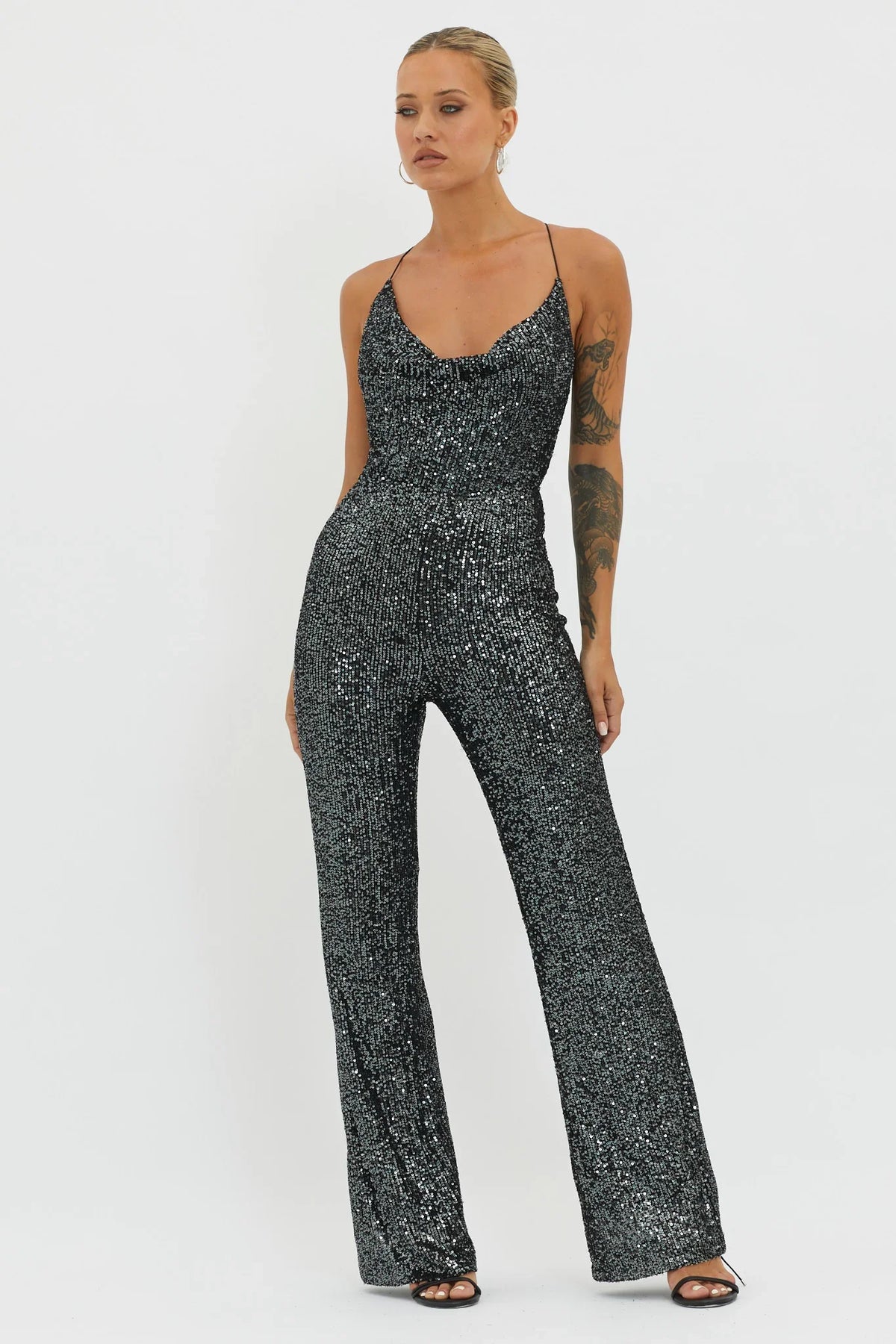 Midnight Kiss Sequin Jumpsuit Gunmetal