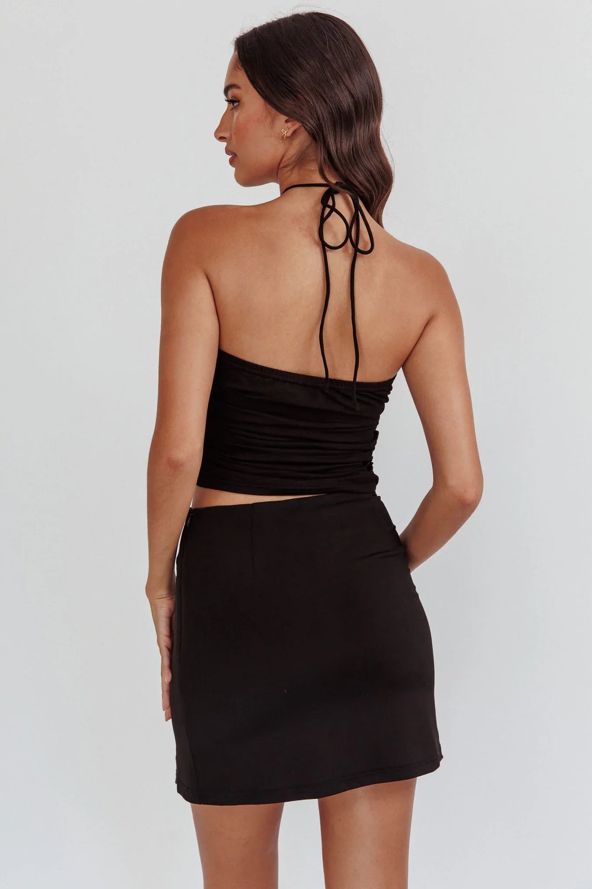 Mallorie Rose Bust Halter Top Black