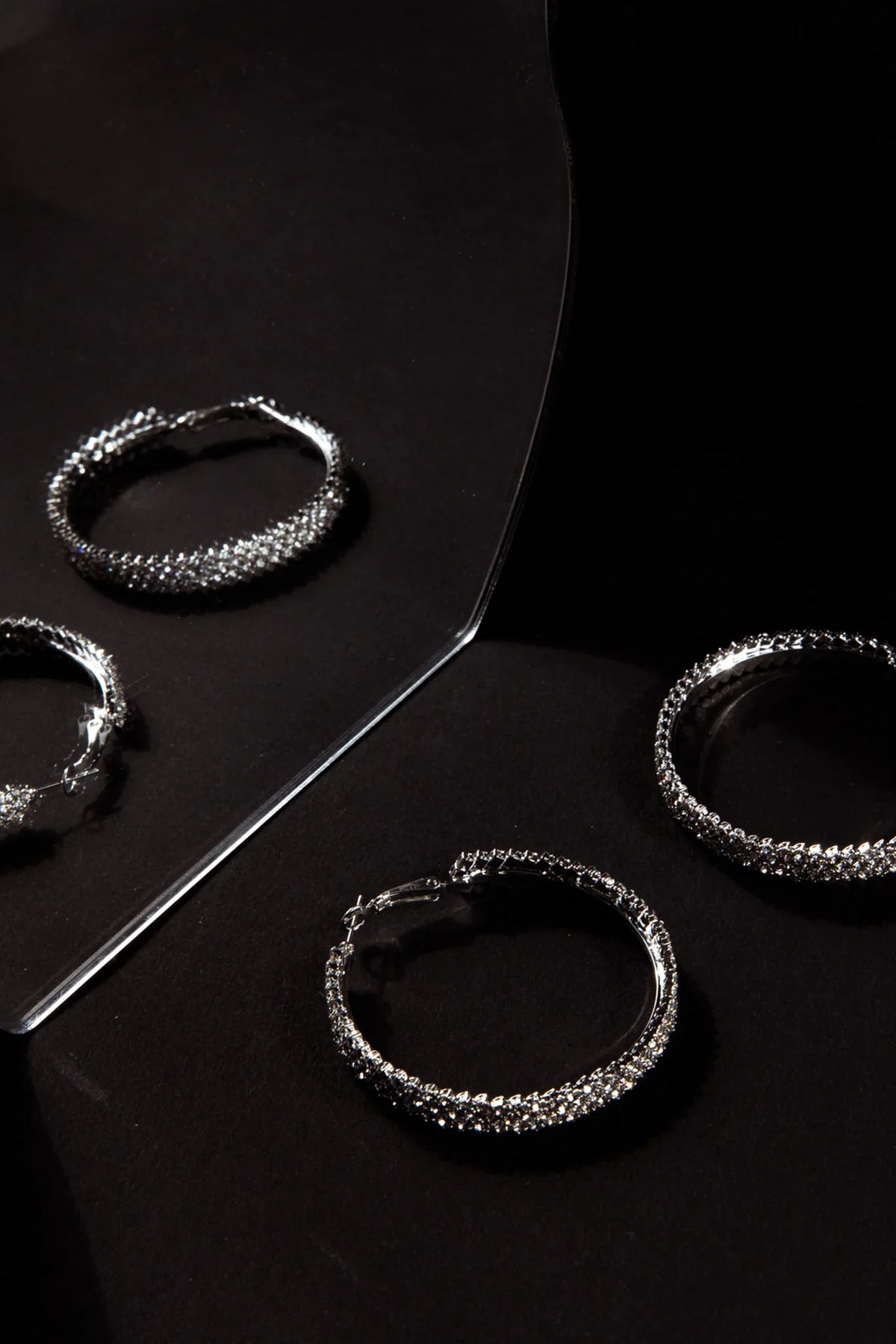 Maddy Diamante Hoop Earrings Silver