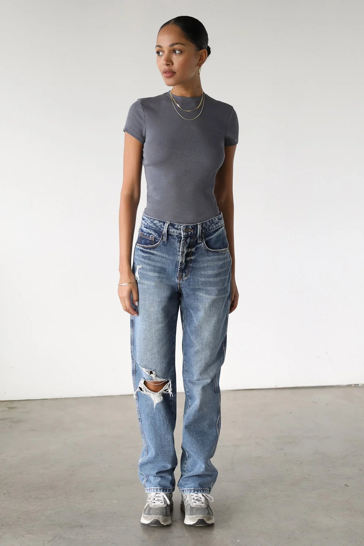 DOGMA High Rise Straight Leg Denim Jeans Dark Wash