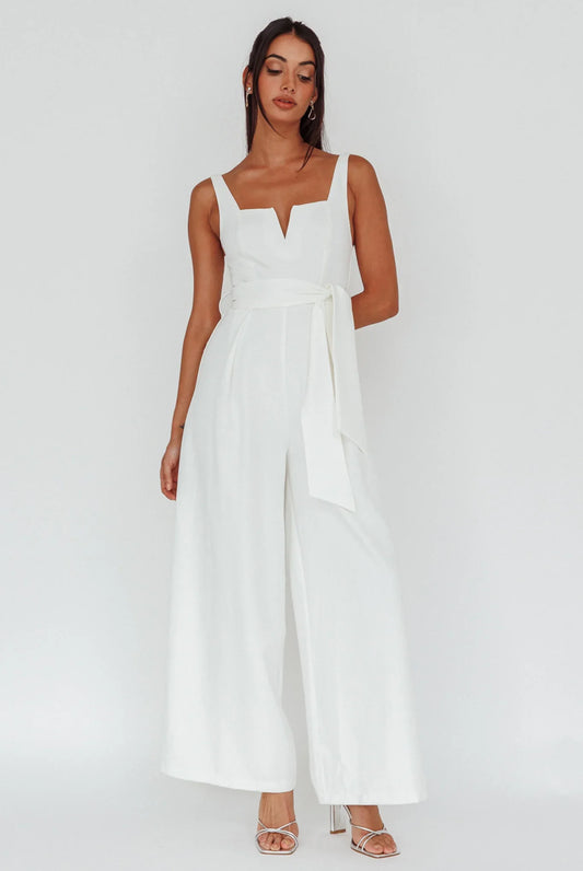 Colleen Waist Tie Jumpsuit White