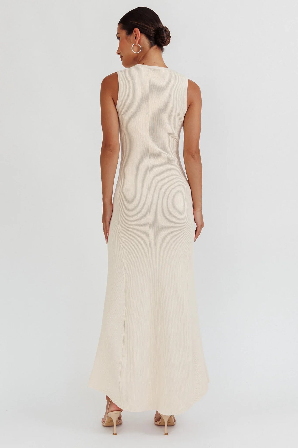 Braylee Sleeveless Ribbed Knit Maxi Dress Cream