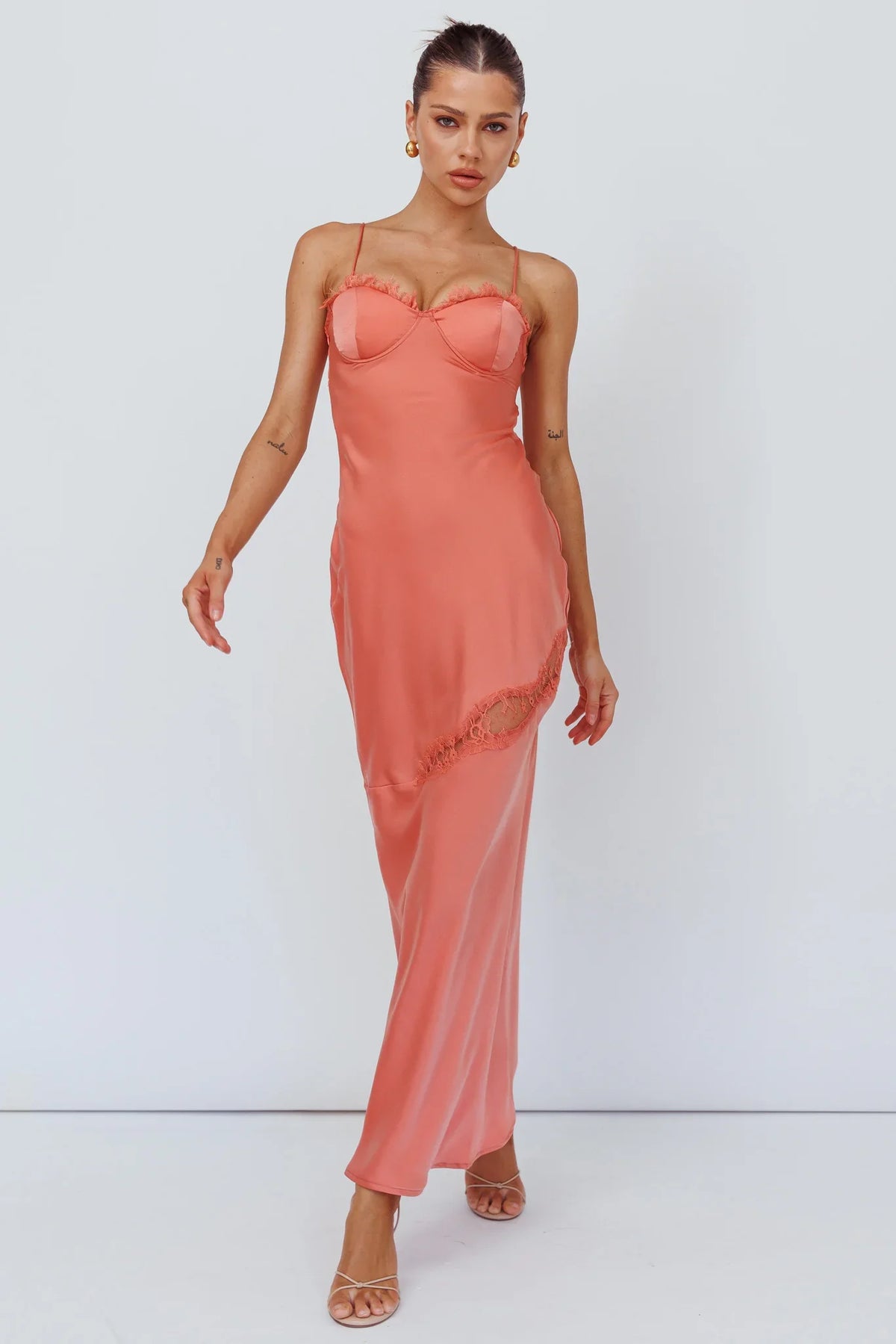 Sweet Talker Lace Trim Midi Dress Mango