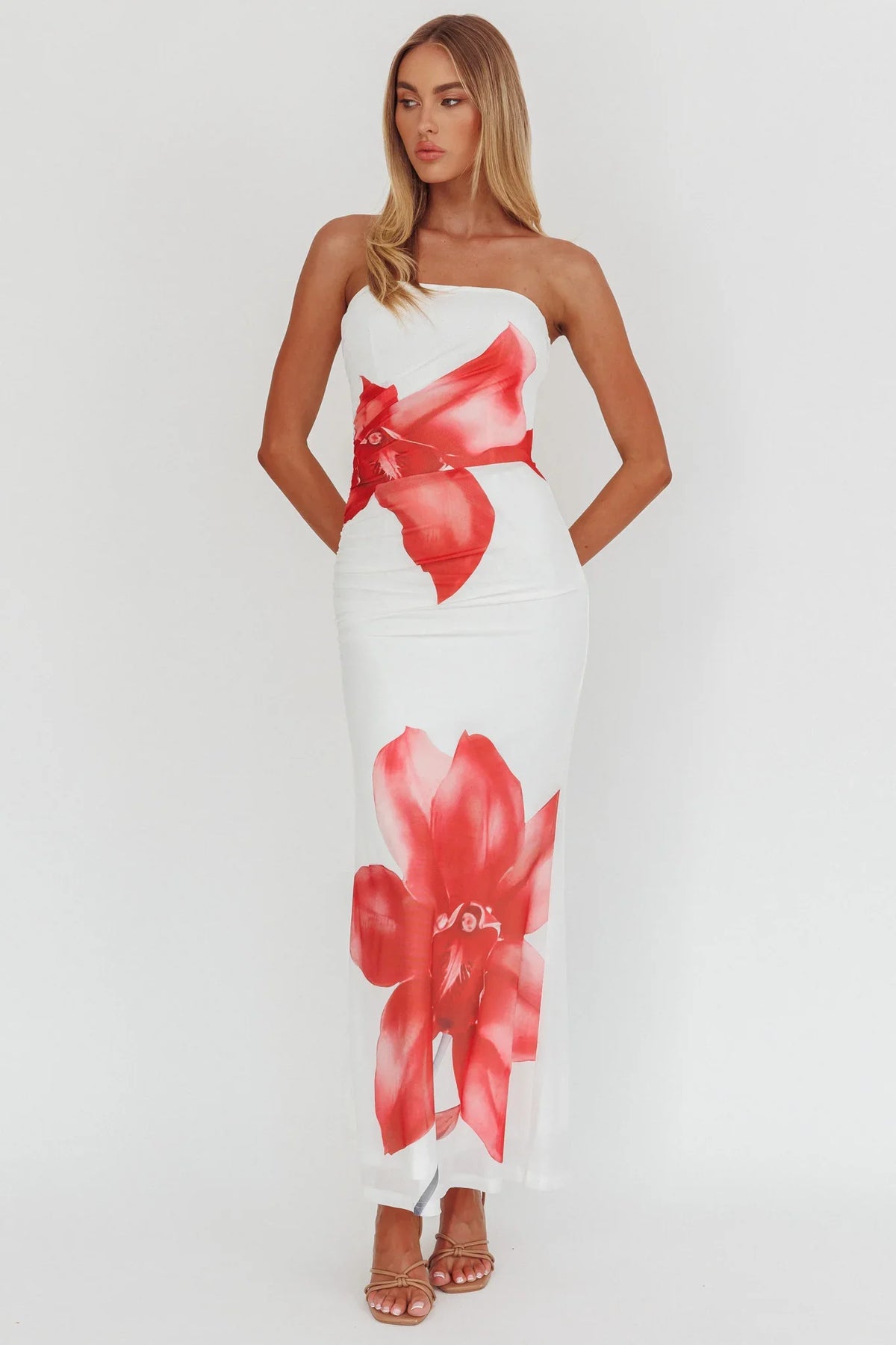 Truth Be Told Strapless Maxi Dress White