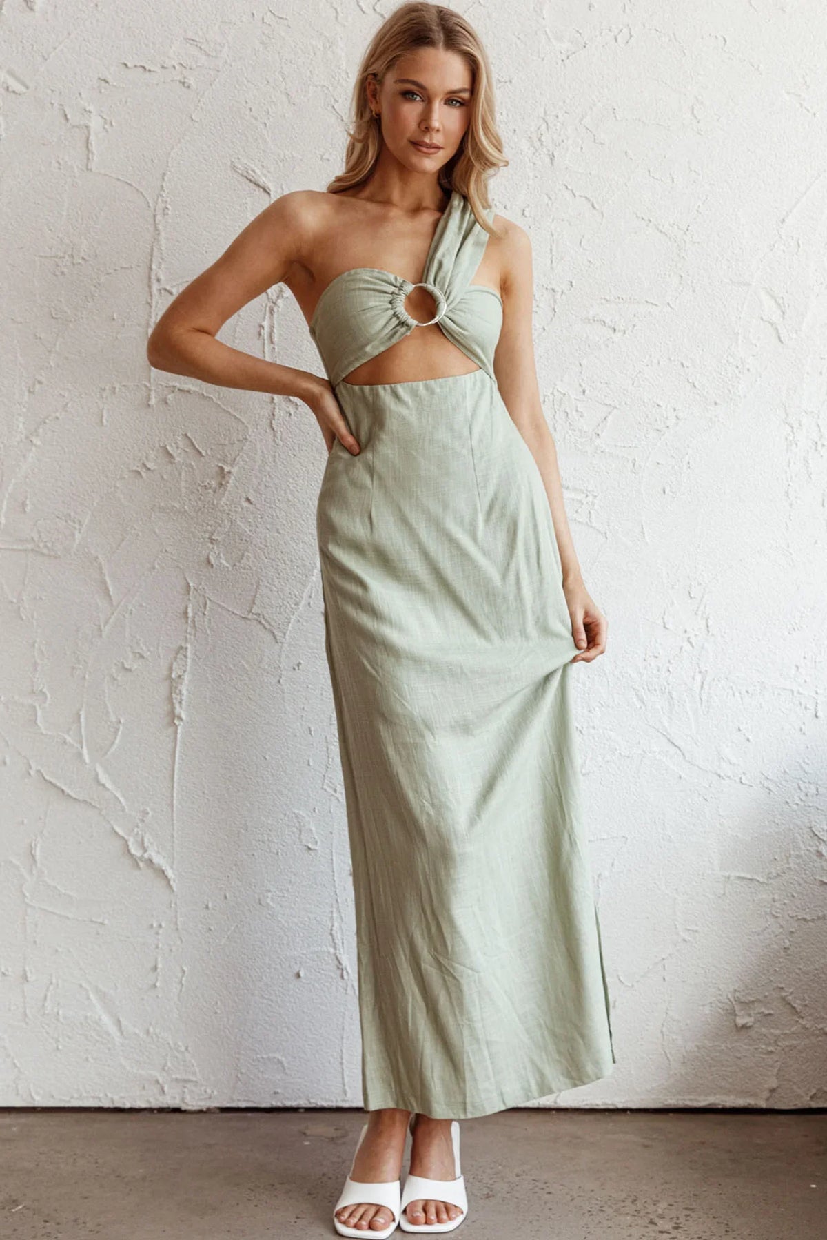 La Sierra Buckle Bust Midi Dress Pistachio
