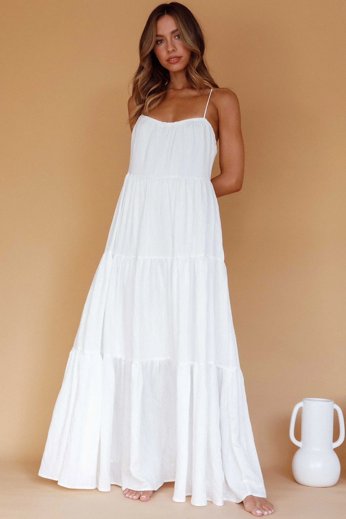 Bora Bora Tied Back Maxi Dress White