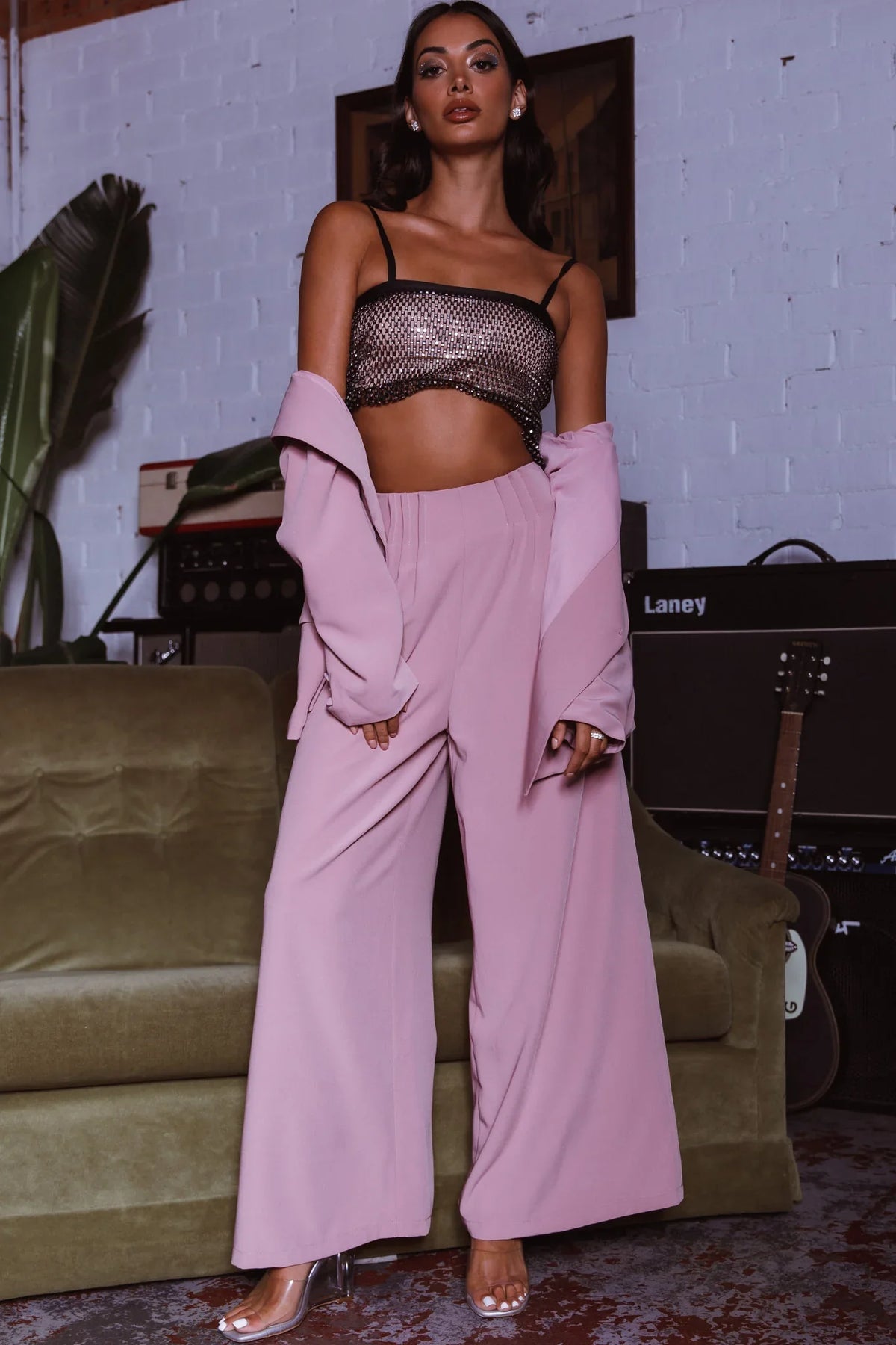 Vous Etes Belle Pleated Waist Pants Blush