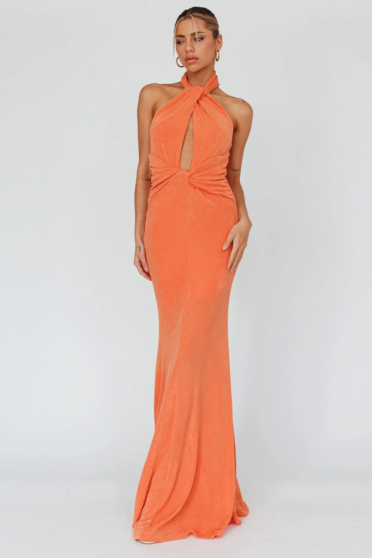 Ileana Twist Bodice Maxi Dress Orange
