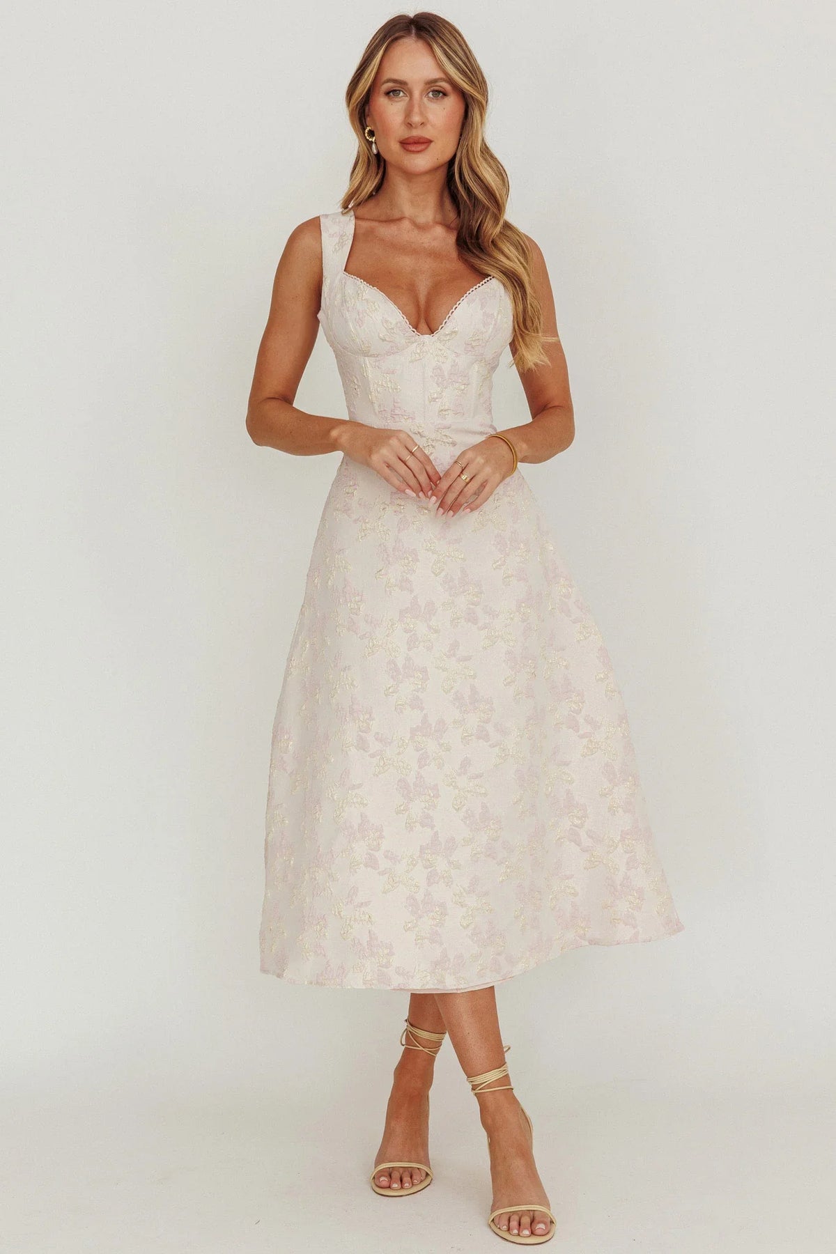 Dream Dust Lace Up Back A-Line Midi Dress