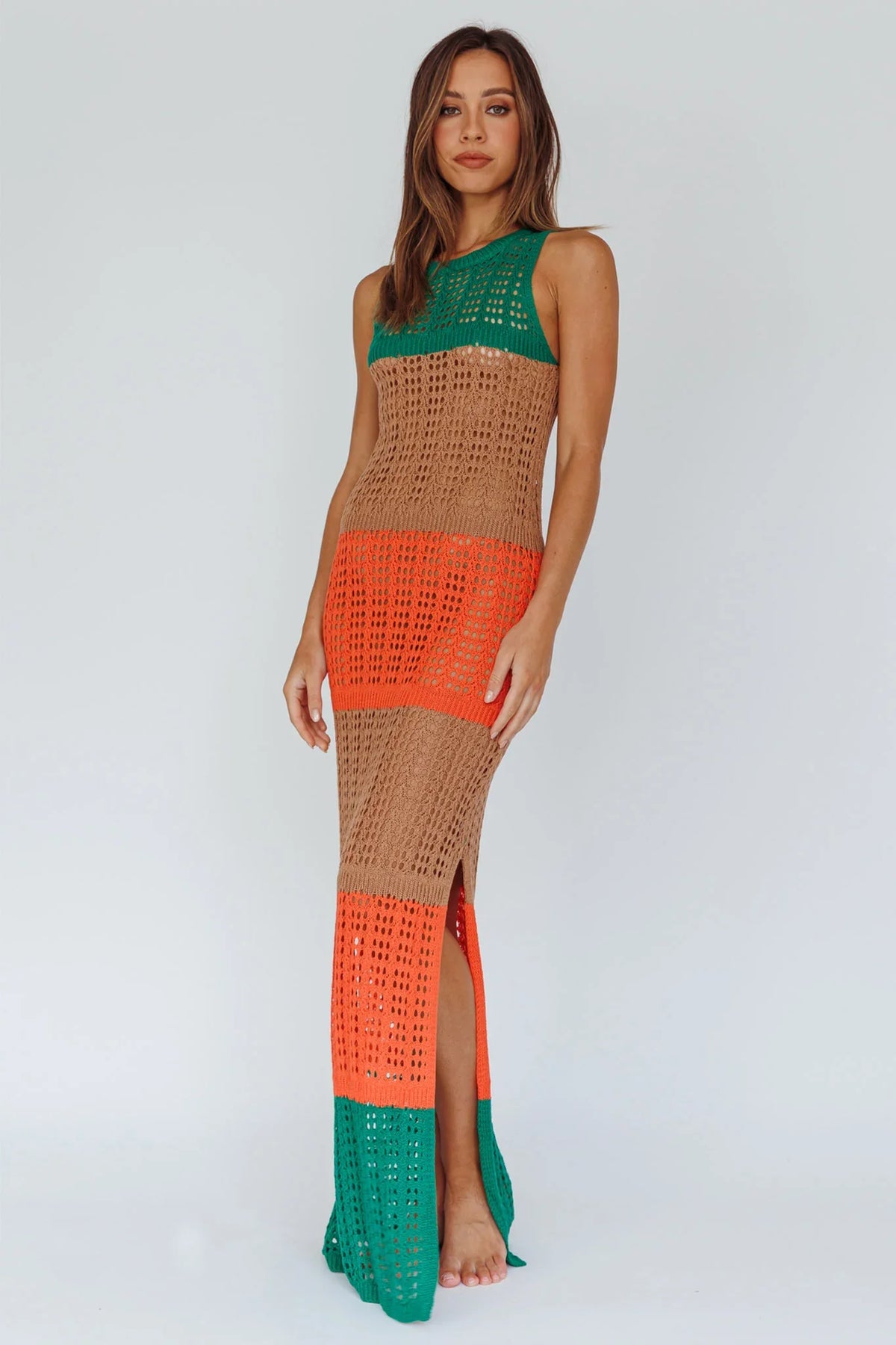 Wild Thing Crochet Maxi Dress Green