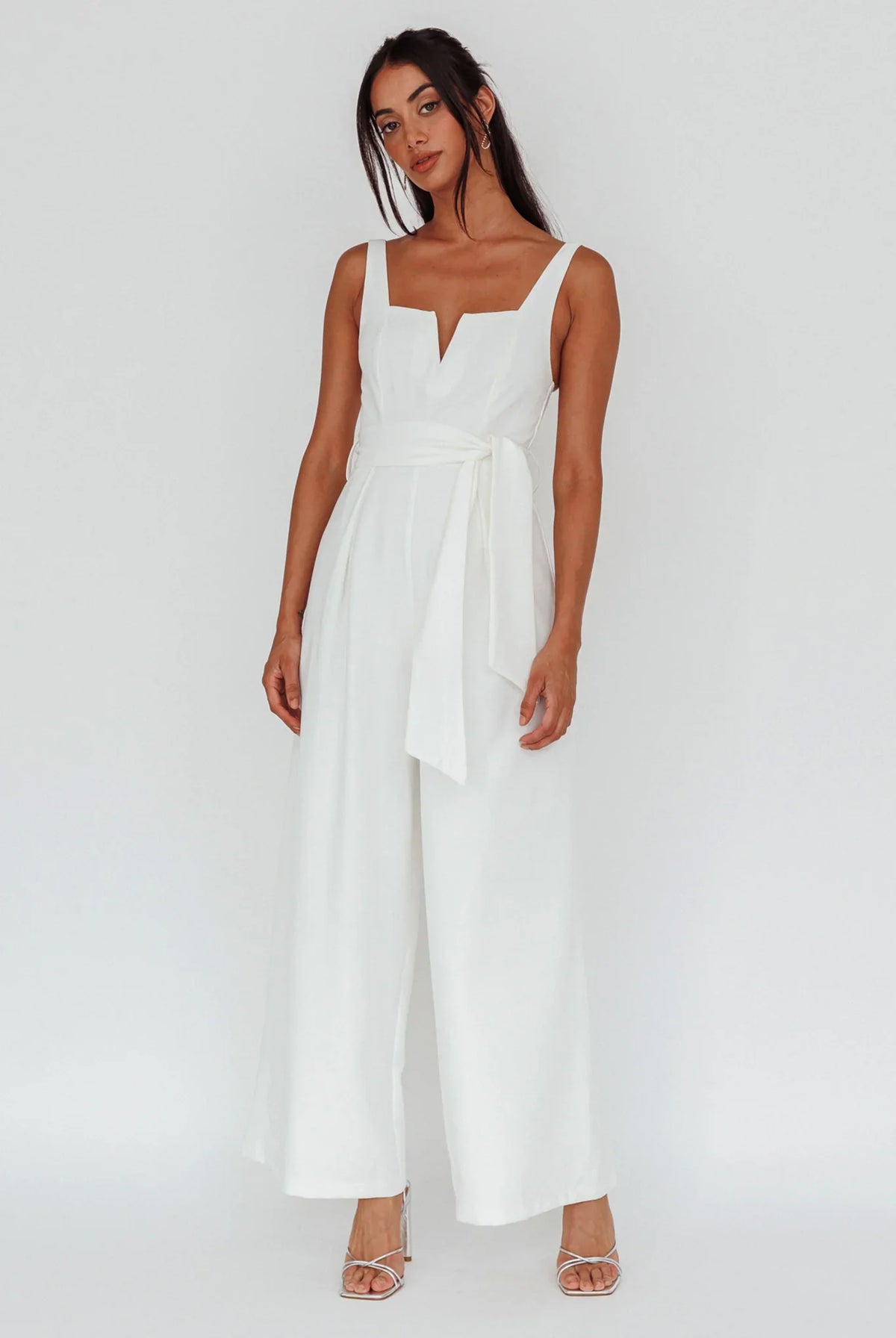 Colleen Waist Tie Jumpsuit White