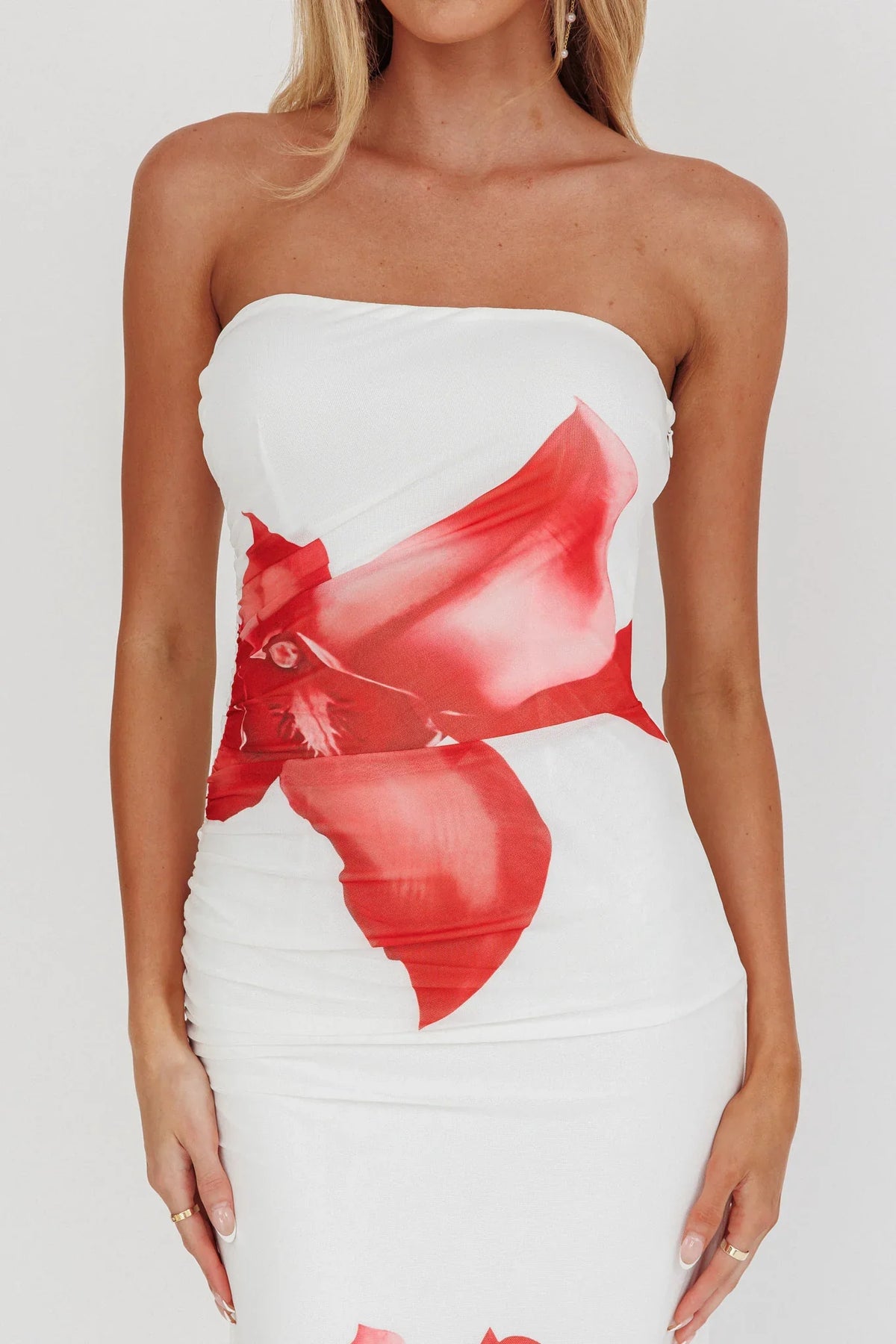 Truth Be Told Strapless Maxi Dress White