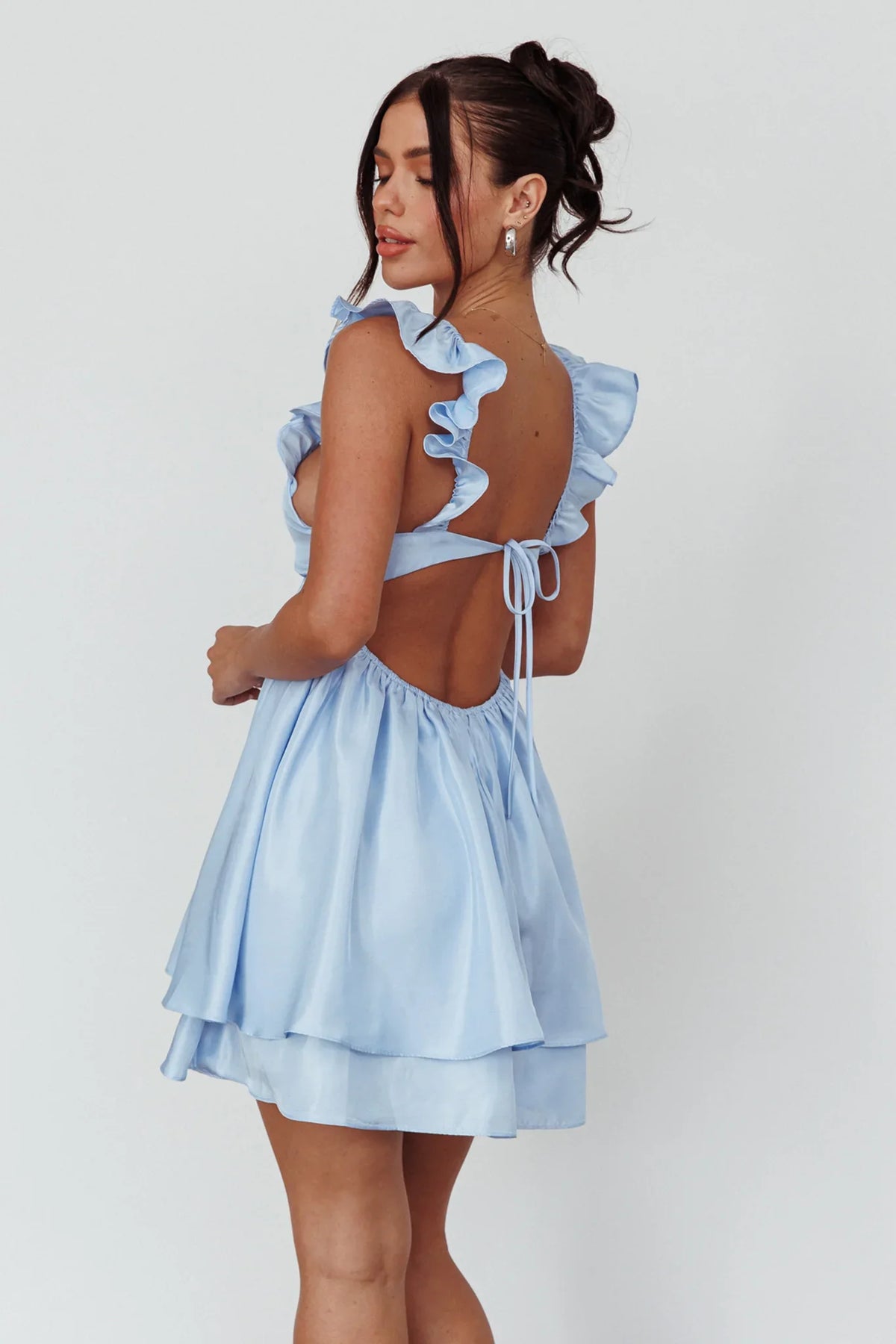 Siren Song Frill Strap Mini Dress Sky