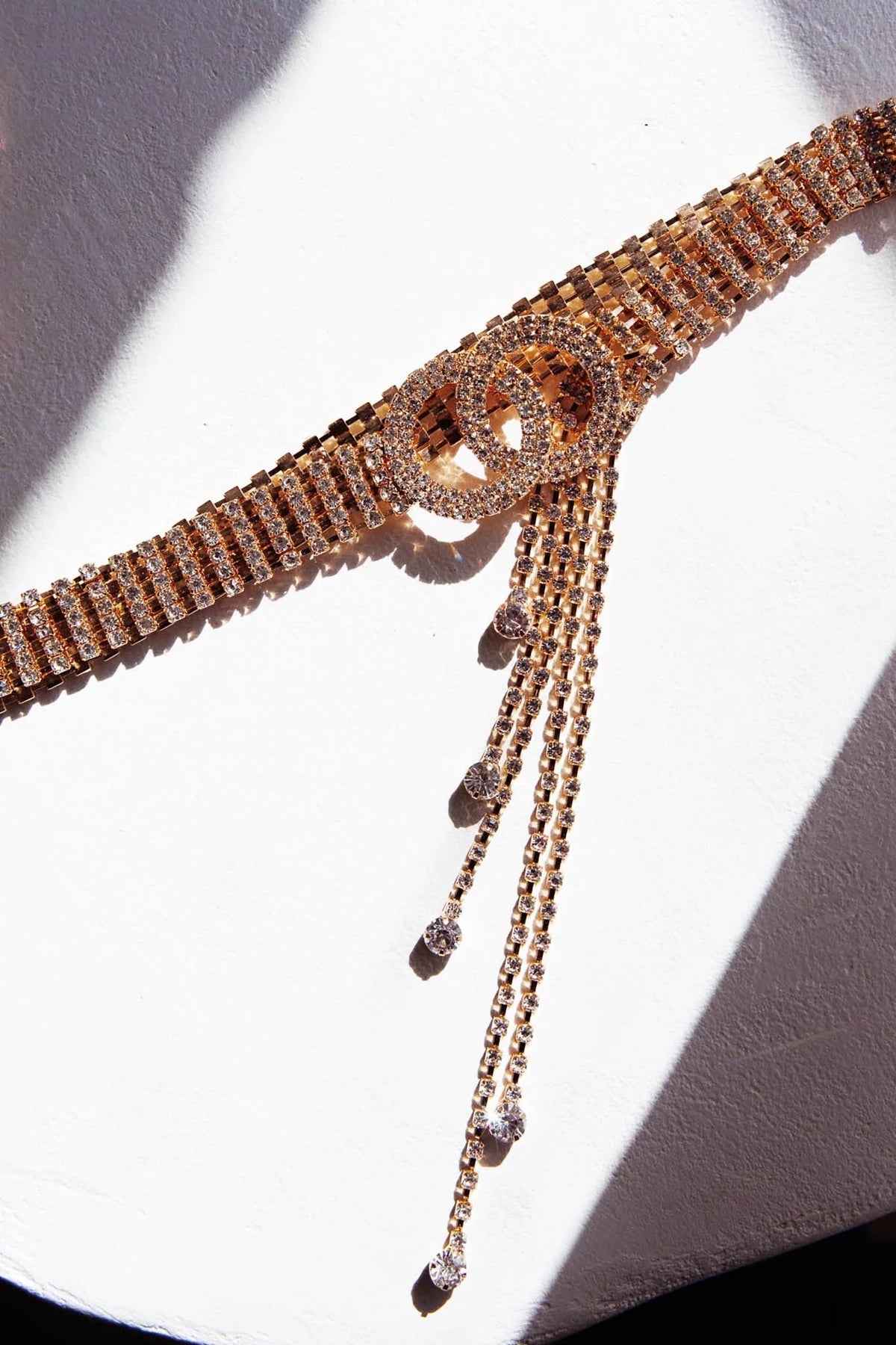 Vera Rhinestone Belt Gold